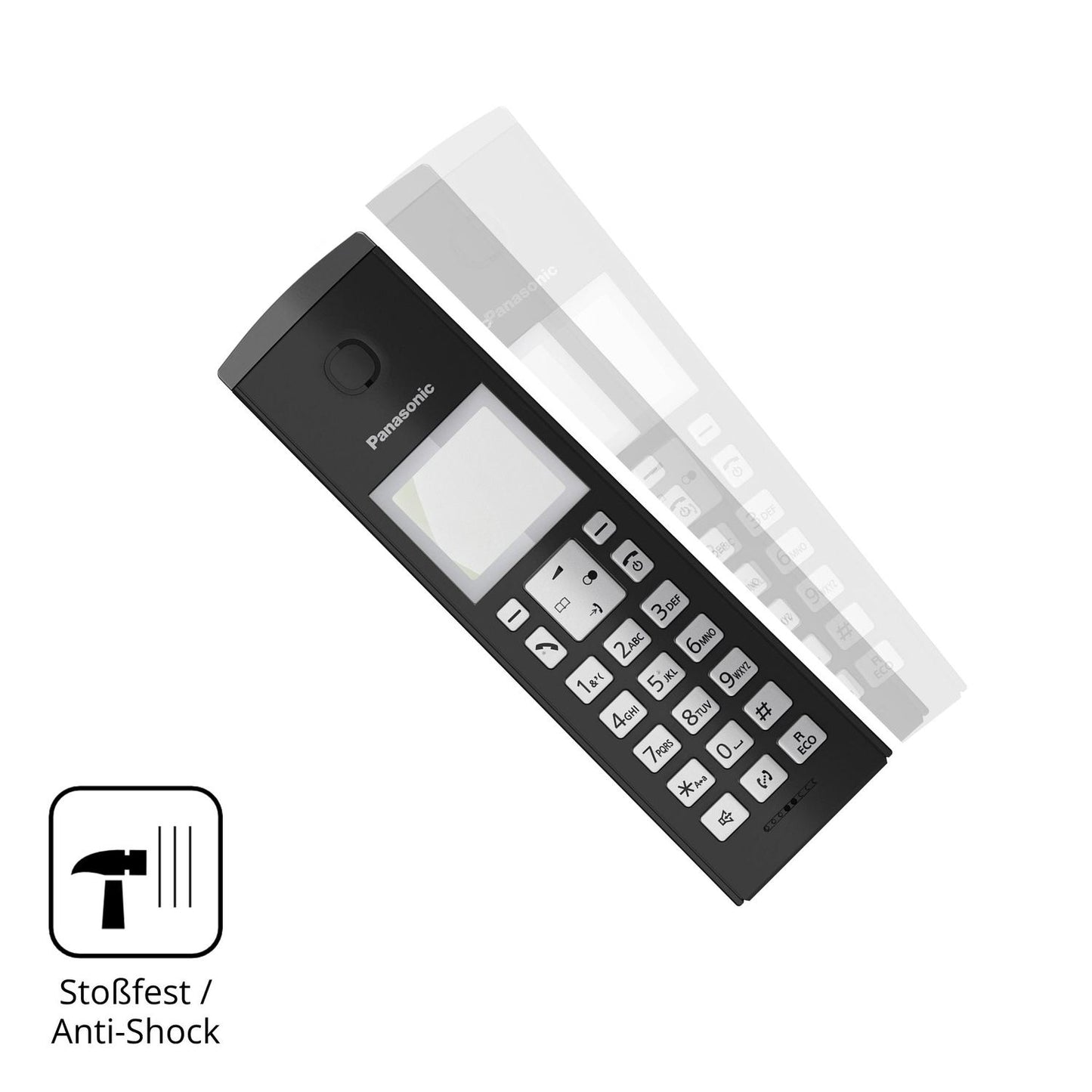 Schutz gegen Kratzer auf dem Panasonic KX-TGK220 Glas durch Schlüssel, Stöße gegen die Tischkante oder Stürze