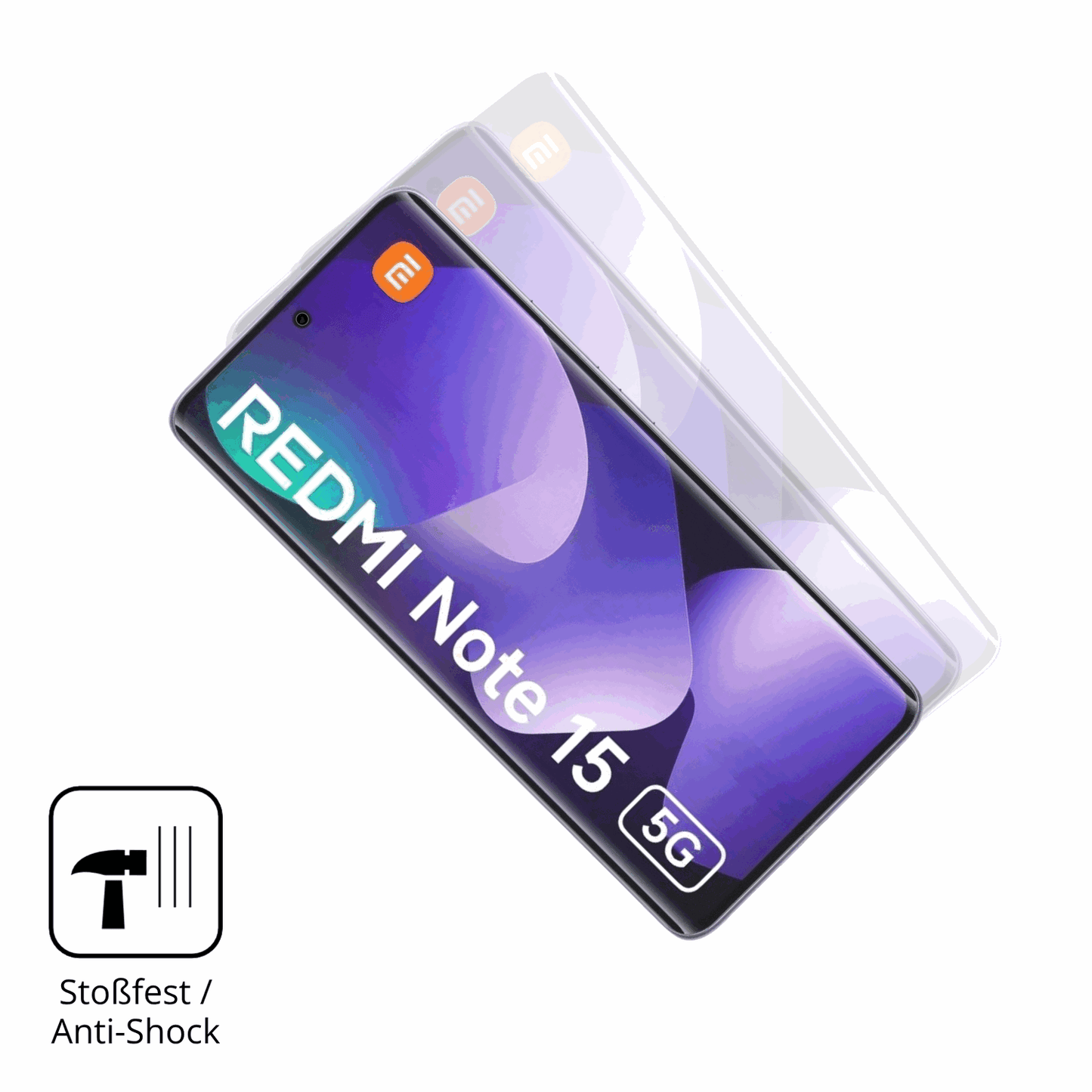 Schutz gegen Kratzer auf dem Redmi Note 15 5G Glas durch Schl�ssel, St��e gegen die Tischkante oder St�rze