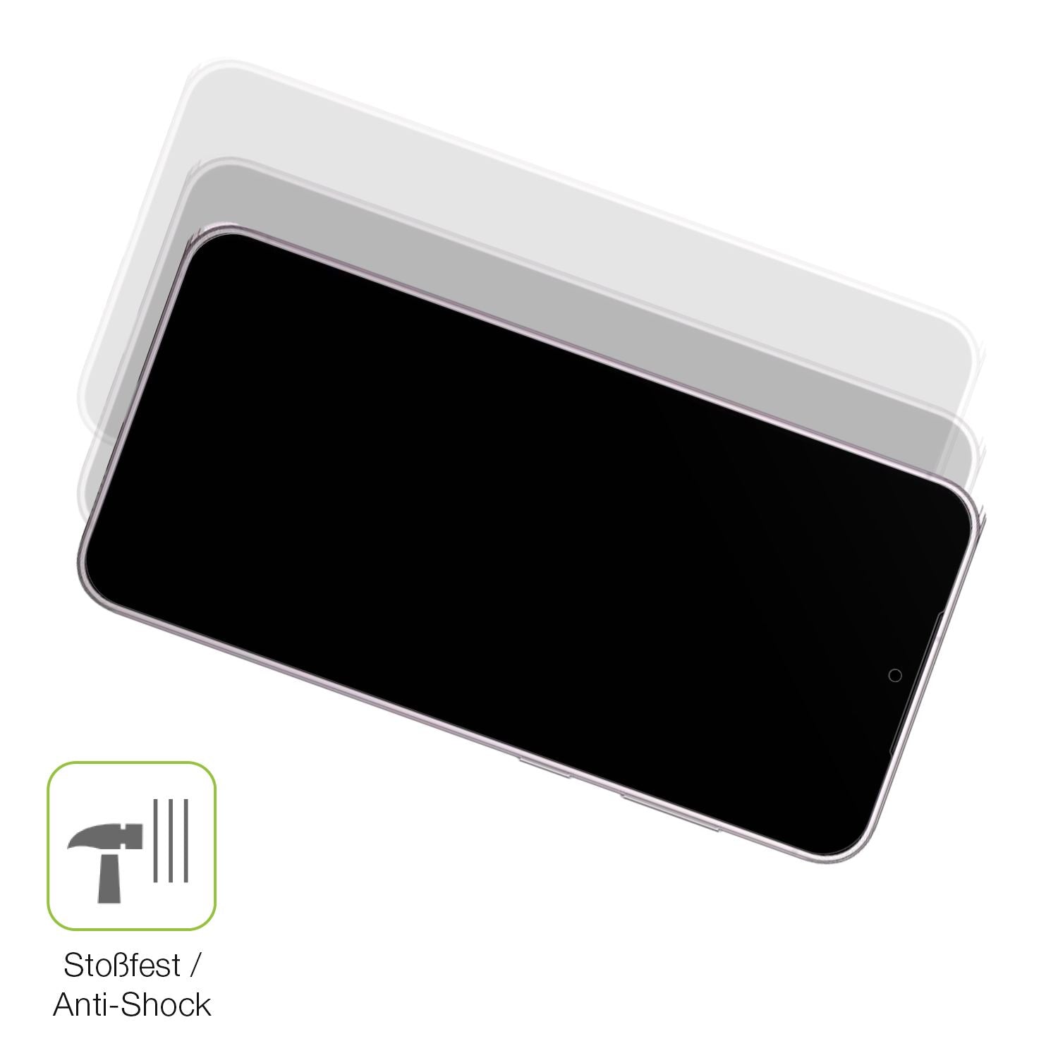 Schutz gegen Kratzer auf dem Samsung Galaxy S23 Plus Glas durch Schlüssel, Stöße gegen die Tischkante oder Stürze