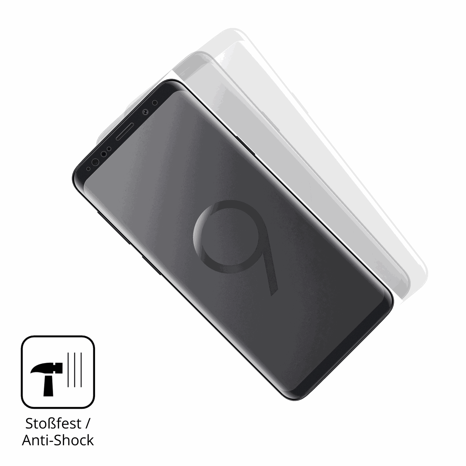 Schutz gegen Kratzer auf dem Samsung Galaxy S9 Glas durch Schlüssel, Stöße gegen die Tischkante oder Stürze