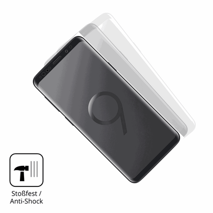 Schutz gegen Kratzer auf dem Samsung Galaxy S9 Glas durch Schlüssel, Stöße gegen die Tischkante oder Stürze