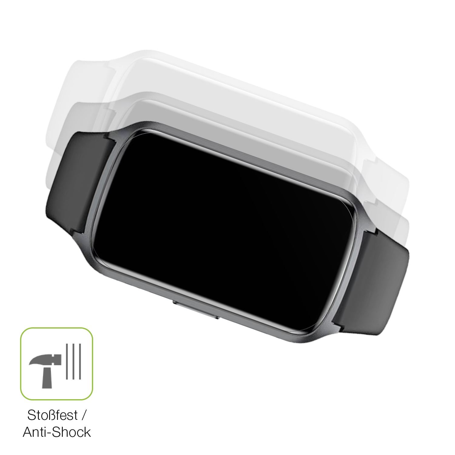 Schutz gegen Kratzer auf dem Sanorum Smartwatch 1.47 Zoll Glas durch Schlüssel, Stöße gegen die Tischkante oder Stürze