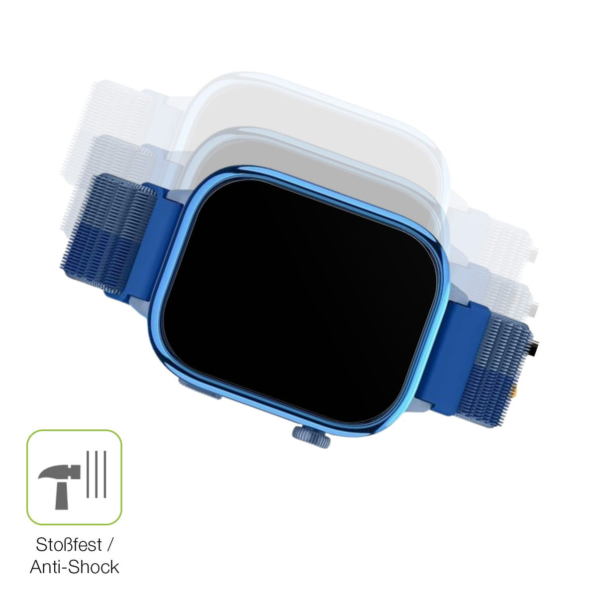 Schutz gegen Kratzer auf dem Sanorum T40 4G Smartwatch Glas durch Schlüssel, Stöße gegen die Tischkante oder Stürze