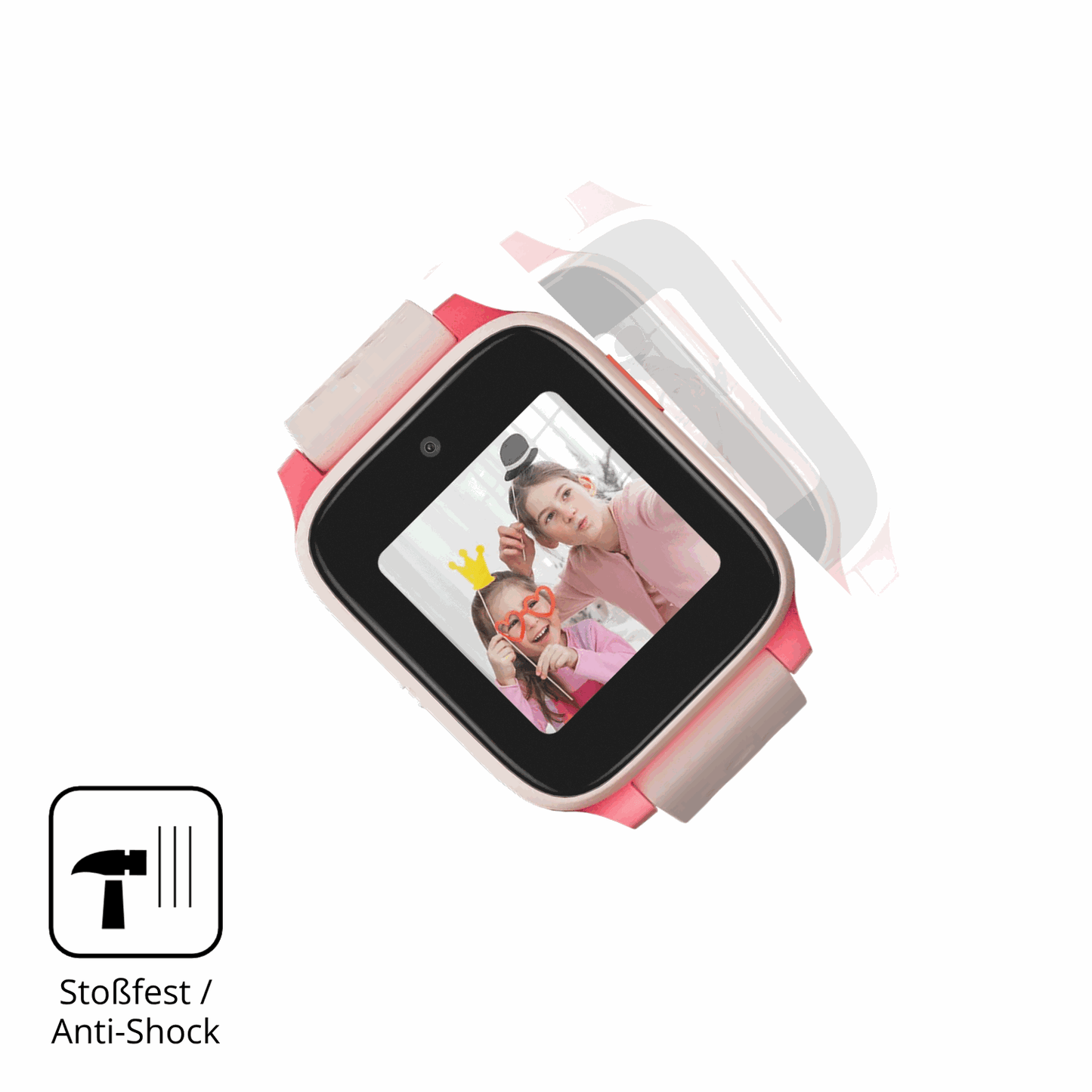 Schutz gegen Kratzer auf dem TCL Movetime Kids Watch MT46 Glas durch Schlüssel, Stöße gegen die Tischkante oder Stürze