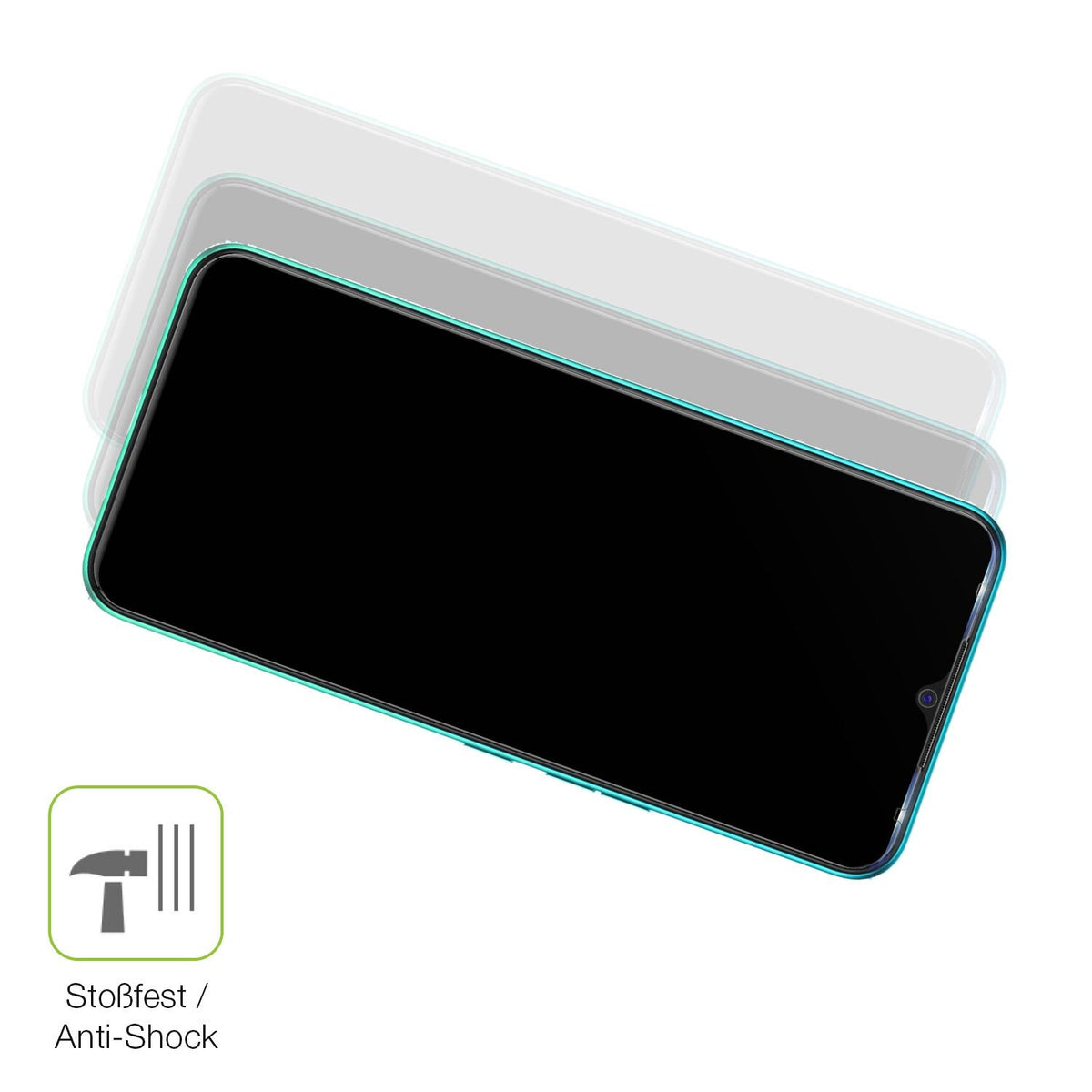Schutz gegen Kratzer auf dem Tecno Spark 7T Glas durch Schlüssel, Stöße gegen die Tischkante oder Stürze