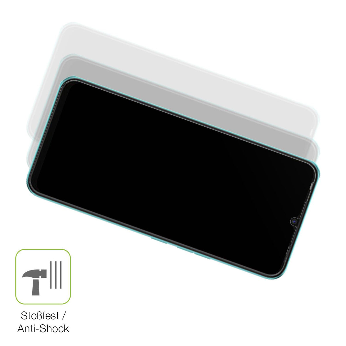 Schutz gegen Kratzer auf dem Tecno Spark 8C Glas durch Schlüssel, Stöße gegen die Tischkante oder Stürze