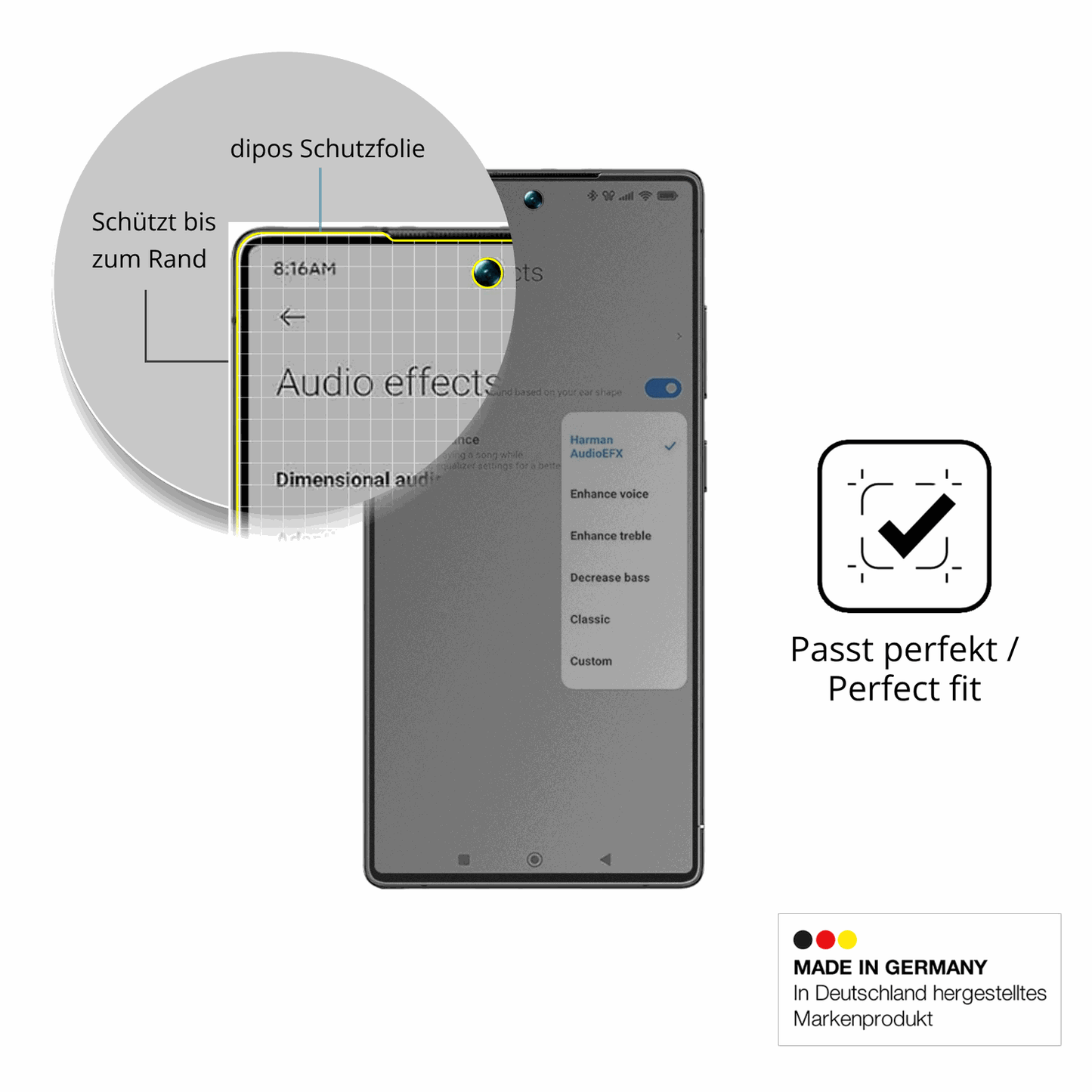 Schutz gegen Kratzer auf dem BLKE S B25 Glas durch Schlüssel, Stöße gegen die Tischkante oder Stürze