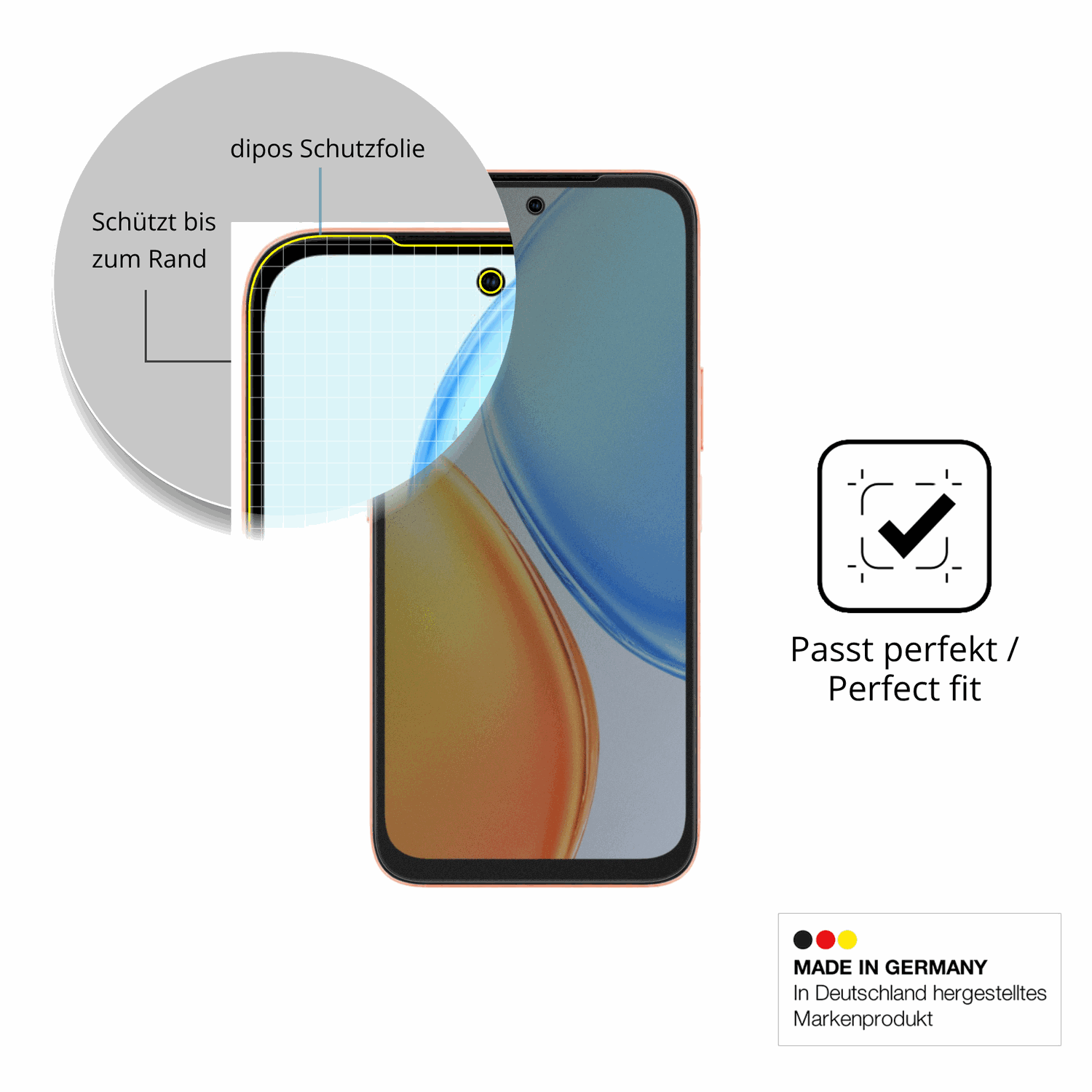 Schutz gegen Kratzer auf dem Honor X7e Glas durch Schlüssel, Stöße gegen die Tischkante oder Stürze