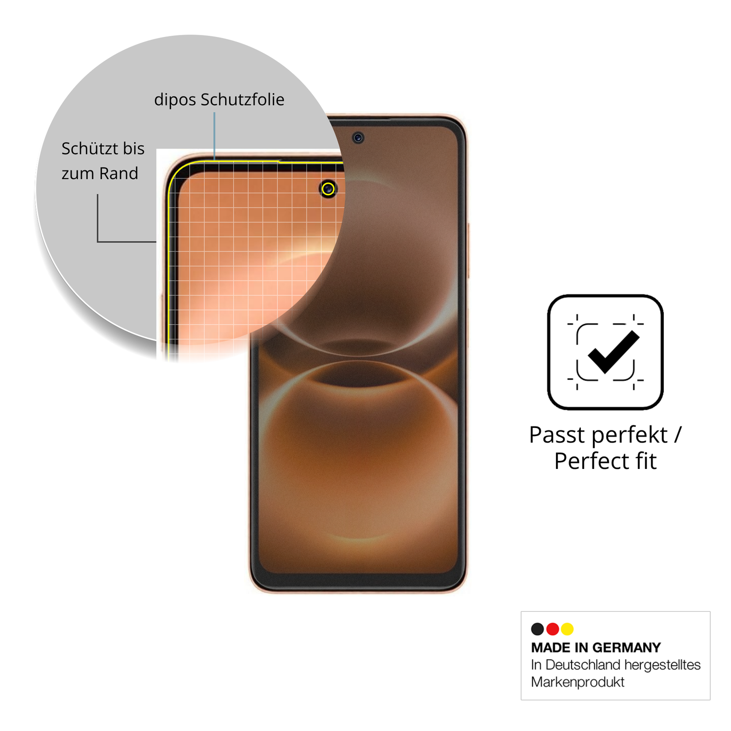 Schutz gegen Kratzer auf dem Huawei Enjoy 90m Plus Glas durch Schlüssel, Stöße gegen die Tischkante oder Stürze