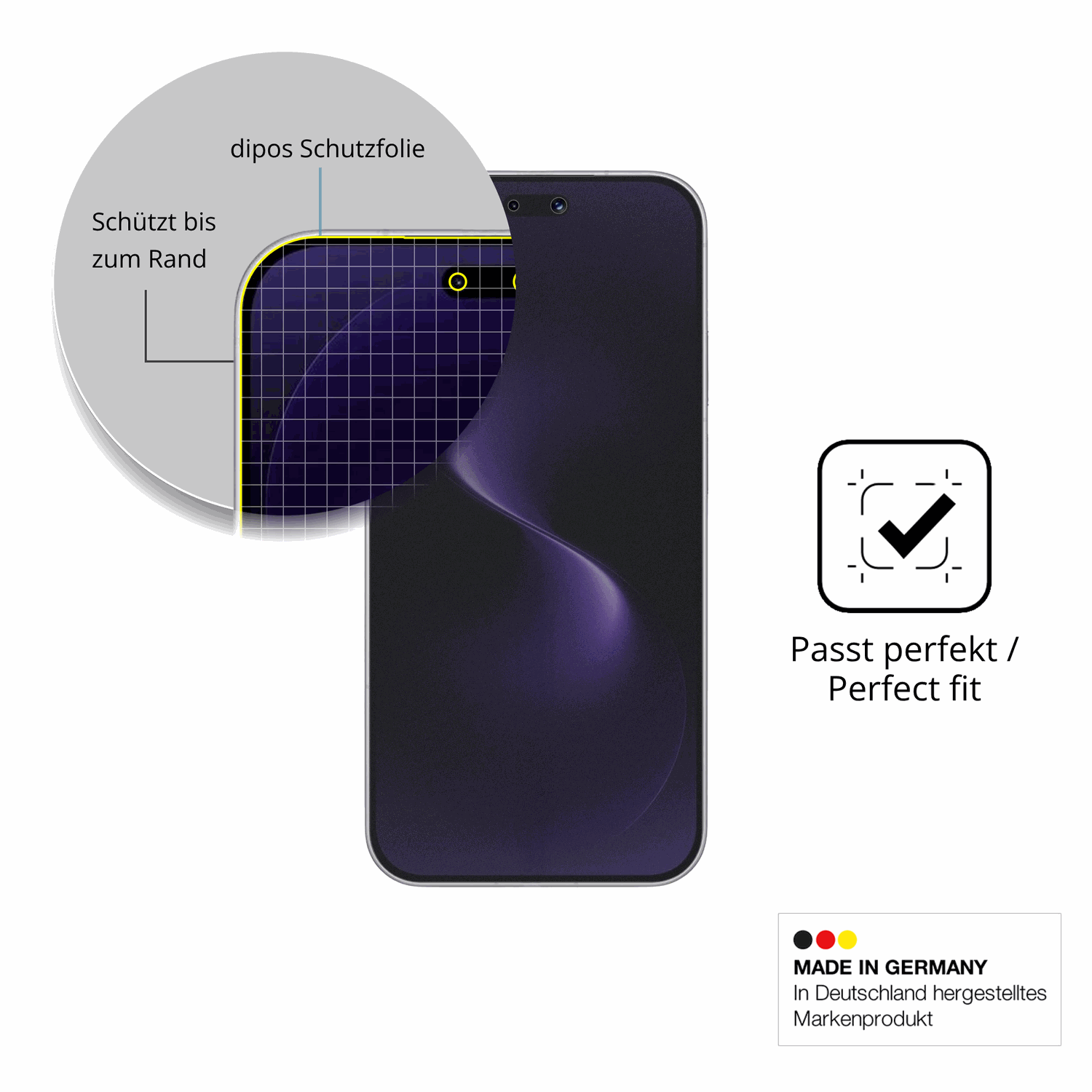 Schutz gegen Kratzer auf dem Huawei Nova 15 Pro Glas durch Schl�ssel, St��e gegen die Tischkante oder St�rze