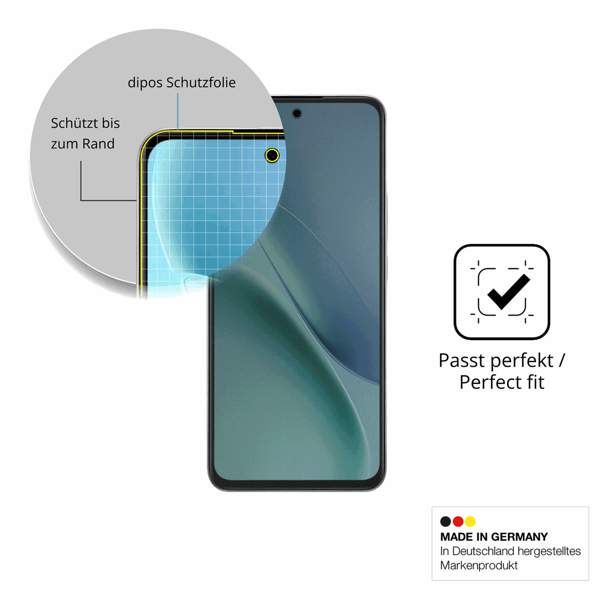 Schutz gegen Kratzer auf dem iQOO Z11x Glas durch Schlüssel, Stöße gegen die Tischkante oder Stürze