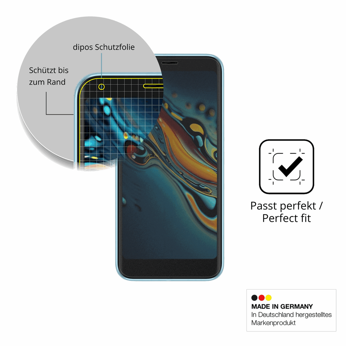 Schutz gegen Kratzer auf dem Logicom Five Pro 32 Glas durch Schl�ssel, St��e gegen die Tischkante oder St�rze