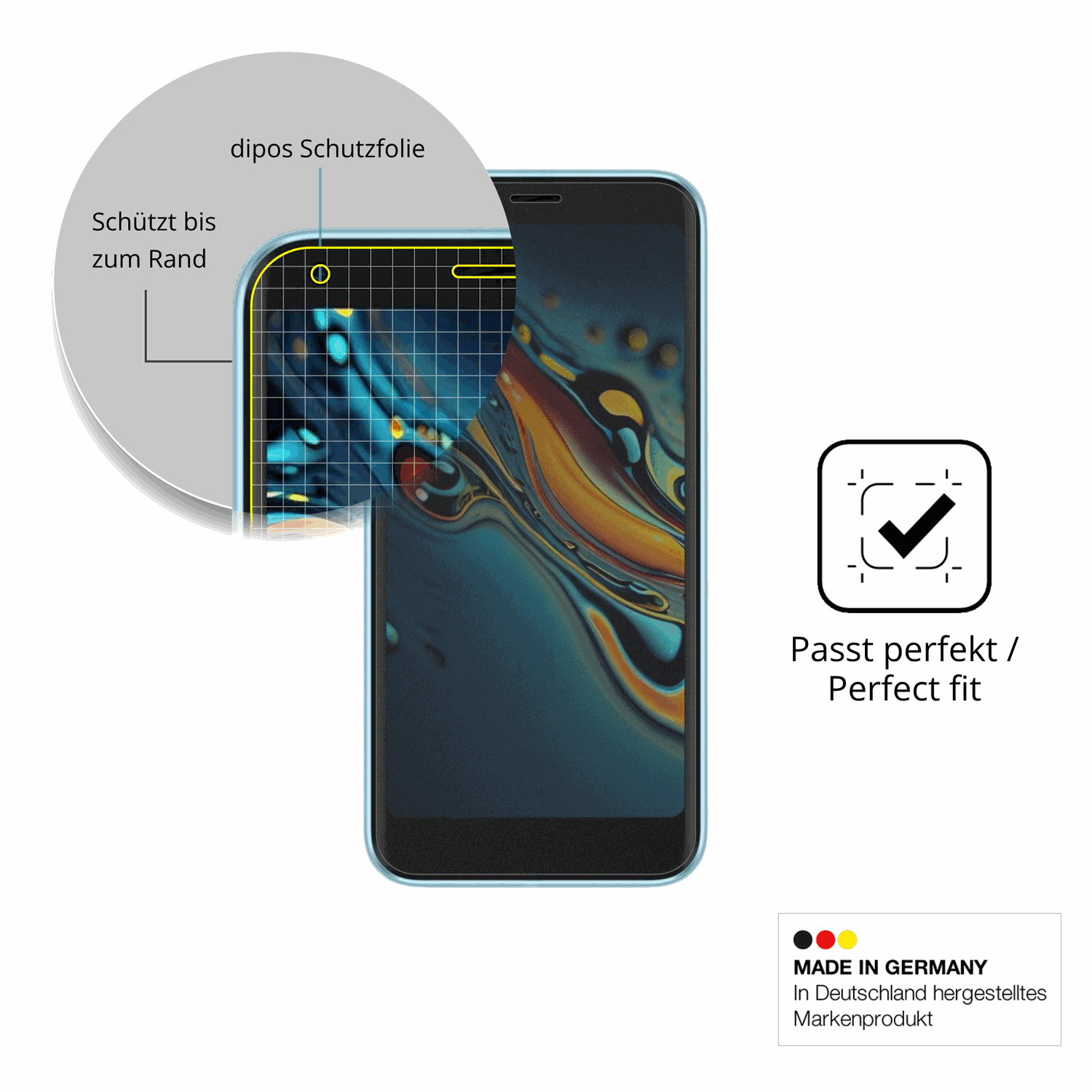 Schutz gegen Kratzer auf dem Logicom Five Pro 32 Glas durch Schl�ssel, St��e gegen die Tischkante oder St�rze