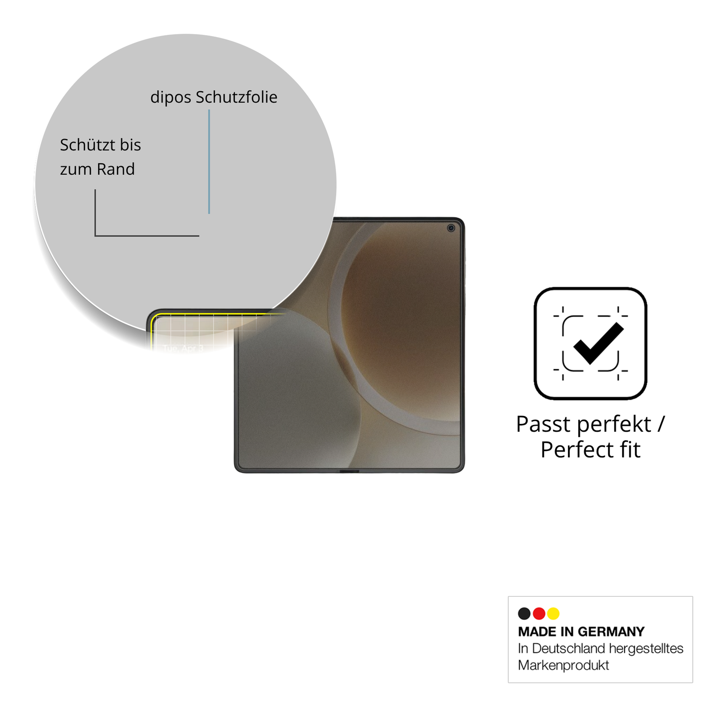 Schutz gegen Kratzer auf dem Motorola Razr Fold 2026 Aussenseite Glas durch Schlüssel, Stöße gegen die Tischkante oder Stürze