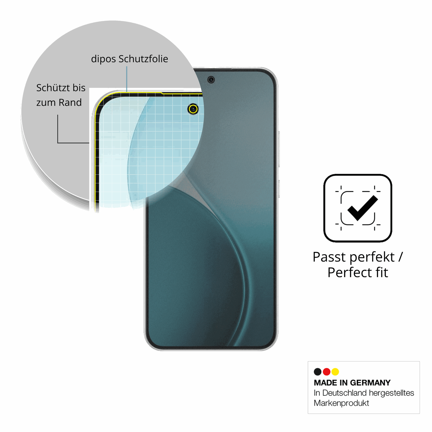 Schutz gegen Kratzer auf dem Oppo F33 5G Glas durch Schlüssel, Stöße gegen die Tischkante oder Stürze