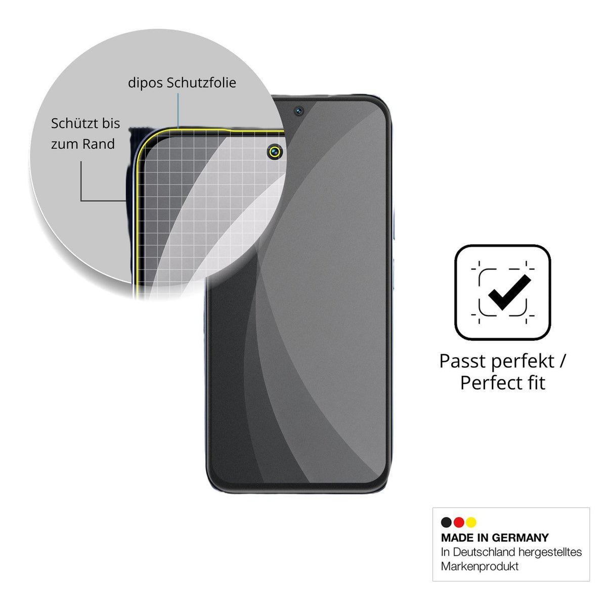 Schutz gegen Kratzer auf dem Realme 15x Glas durch Schlüssel, Stöße gegen die Tischkante oder Stürze
