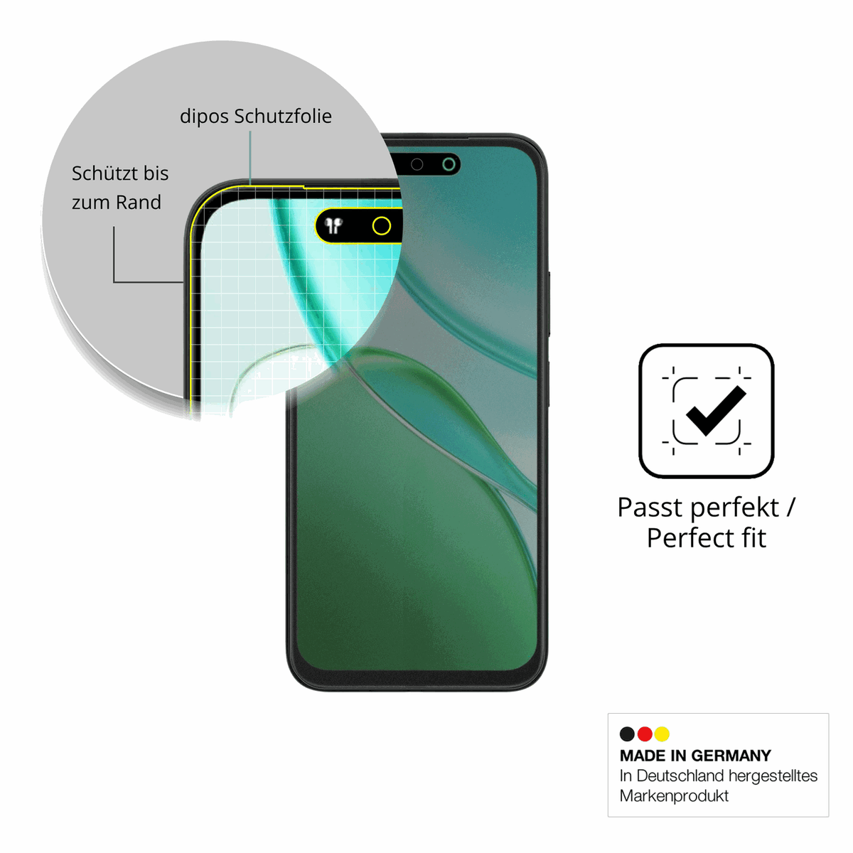 Schutz gegen Kratzer auf dem Vivo T5x Glas durch Schlüssel, Stöße gegen die Tischkante oder Stürze