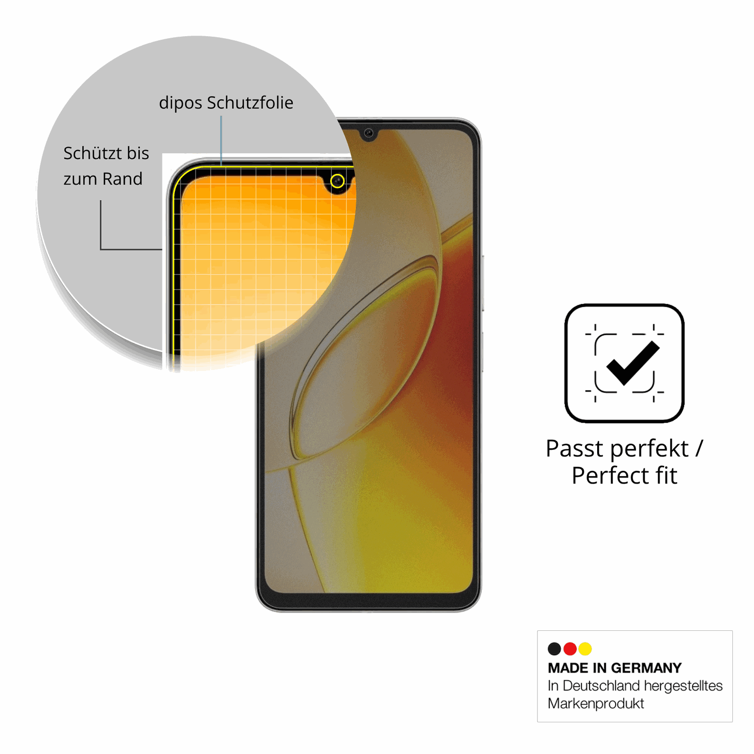 Schutz gegen Kratzer auf dem Vivo Y6t Glas durch Schlüssel, Stöße gegen die Tischkante oder Stürze