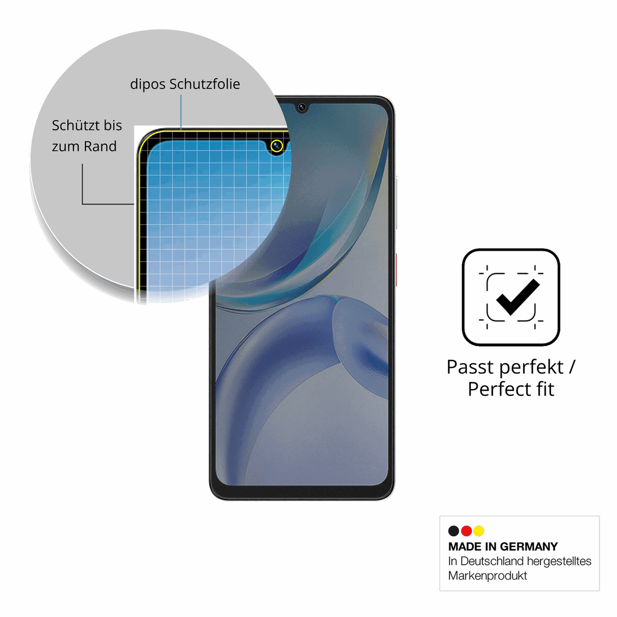 Schutz gegen Kratzer auf dem ZTE Blade A36 Glas durch Schlüssel, Stöße gegen die Tischkante oder Stürze