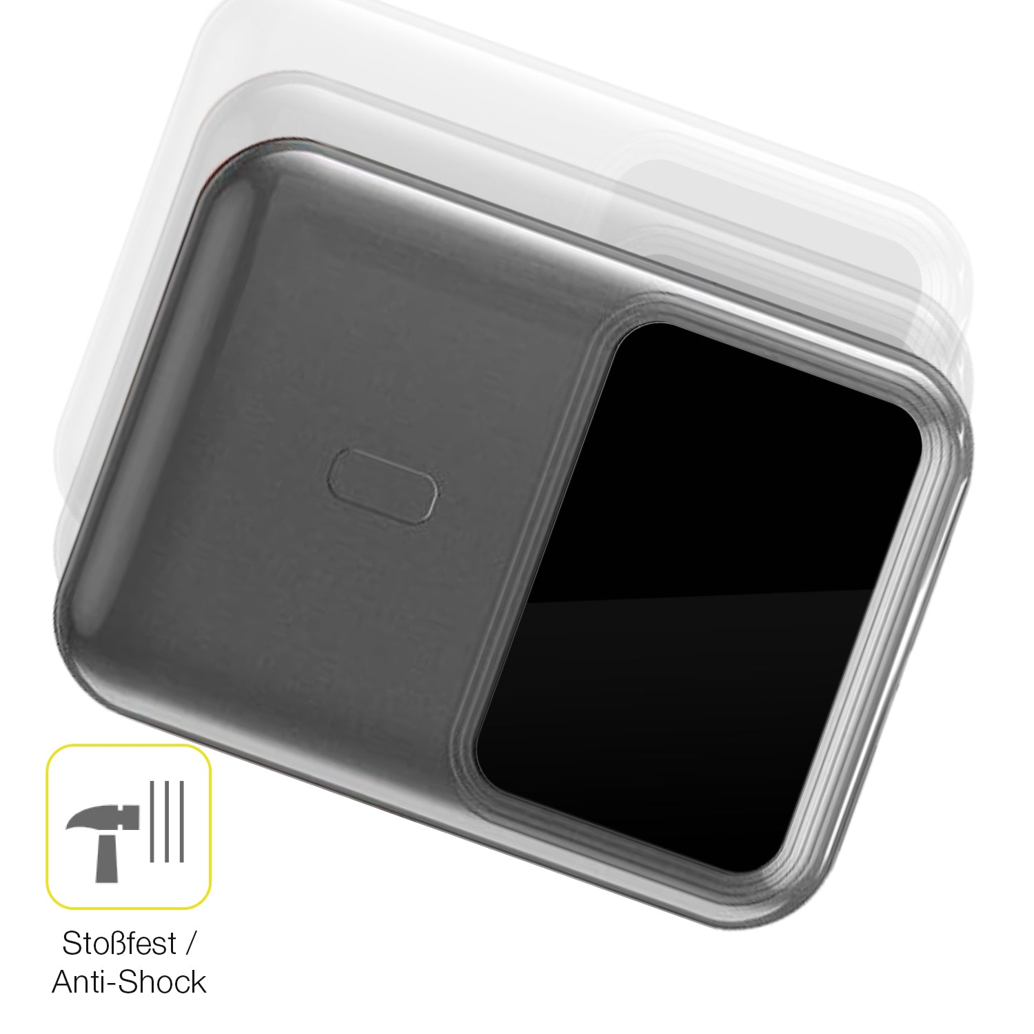 Schutz gegen Kratzer auf dem hganus PowerBank H5 Glas durch Schlüssel oder Ähnliches