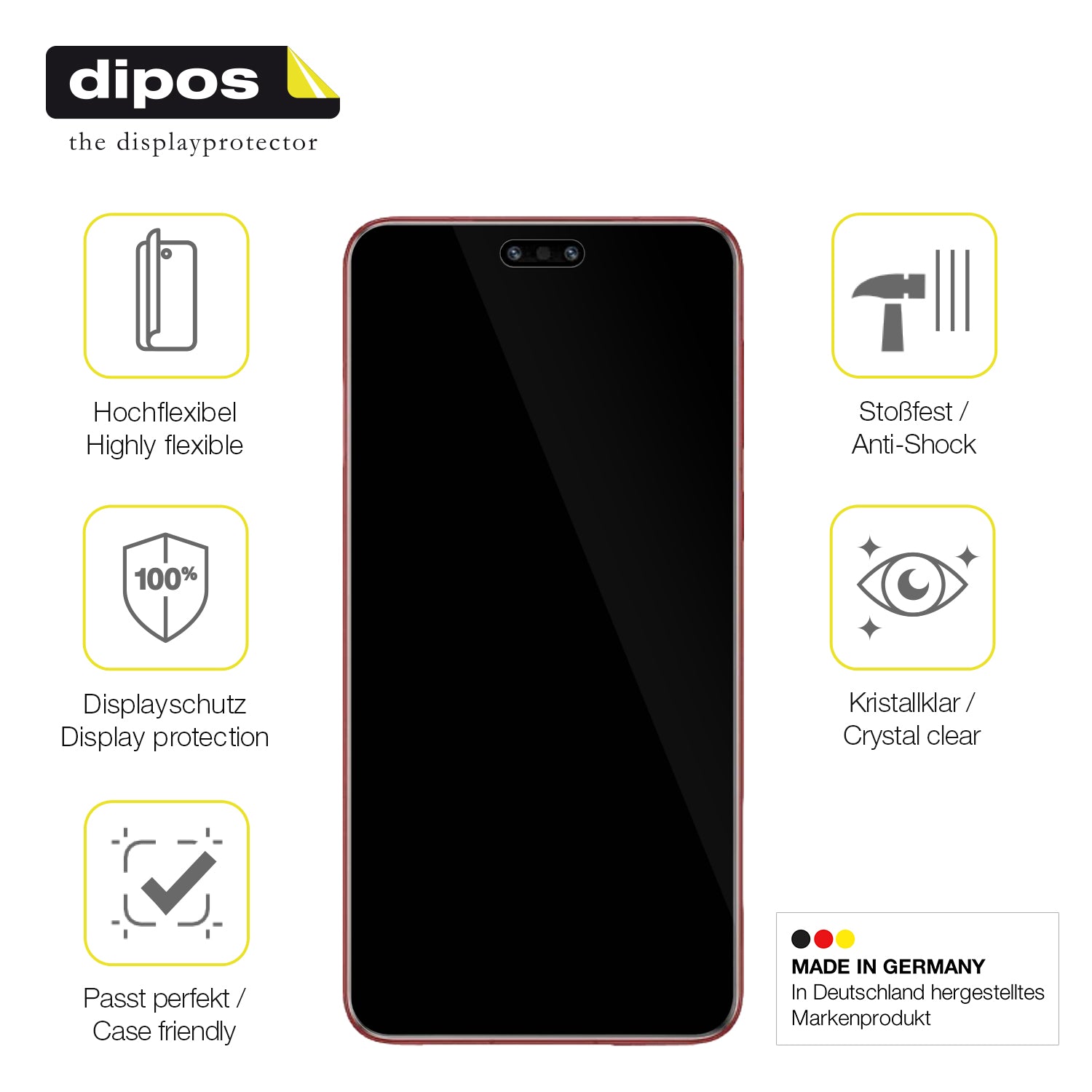 Displayschutz hergestellt in Deutschland, höchste Qualität made in Germany