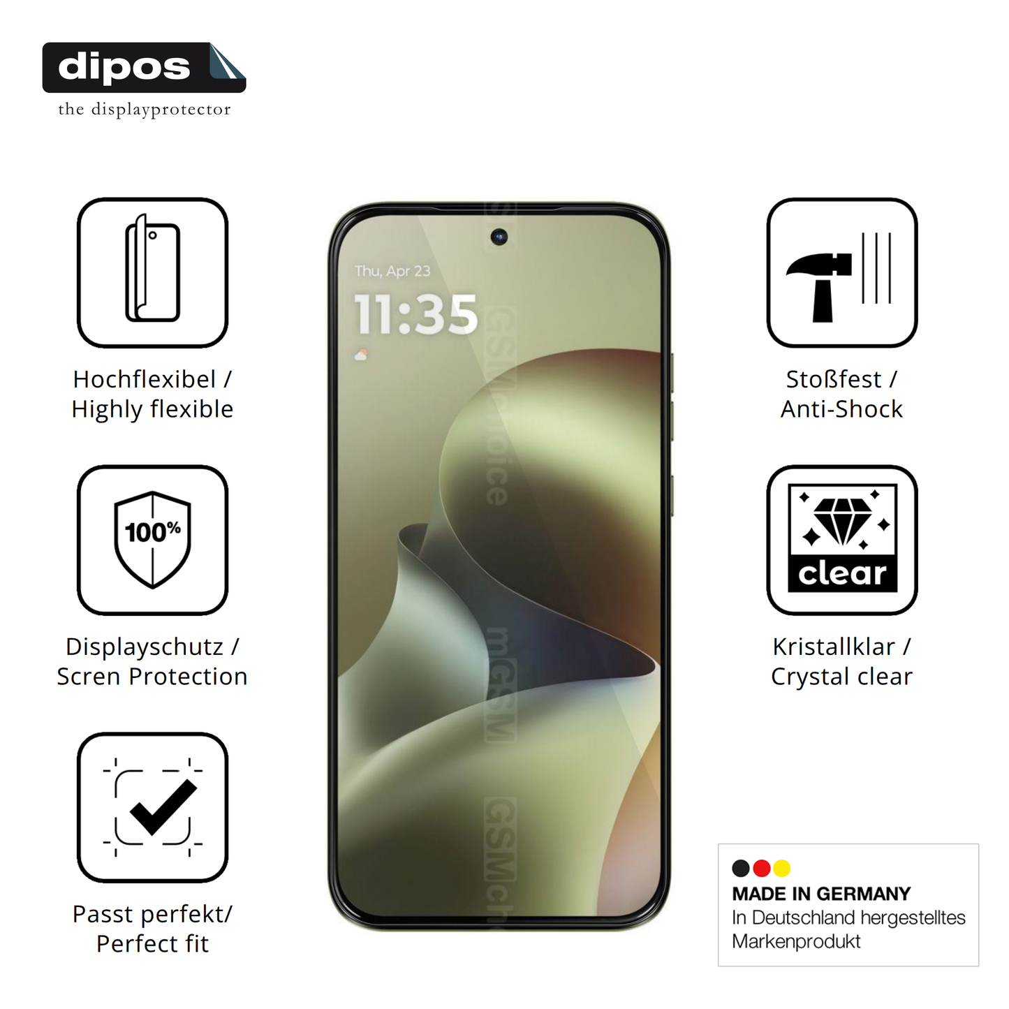 Displayschutz hergestellt in Deutschland, höchste Qualität made in Germany