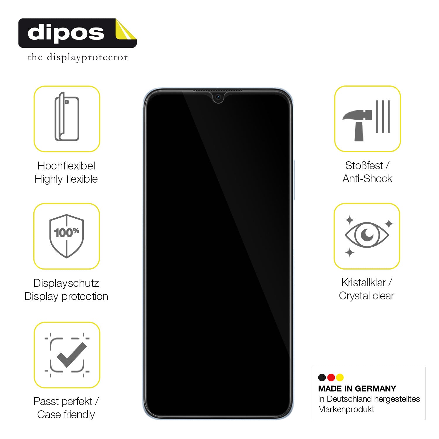 Displayschutz hergestellt in Deutschland, höchste Qualität made in Germany