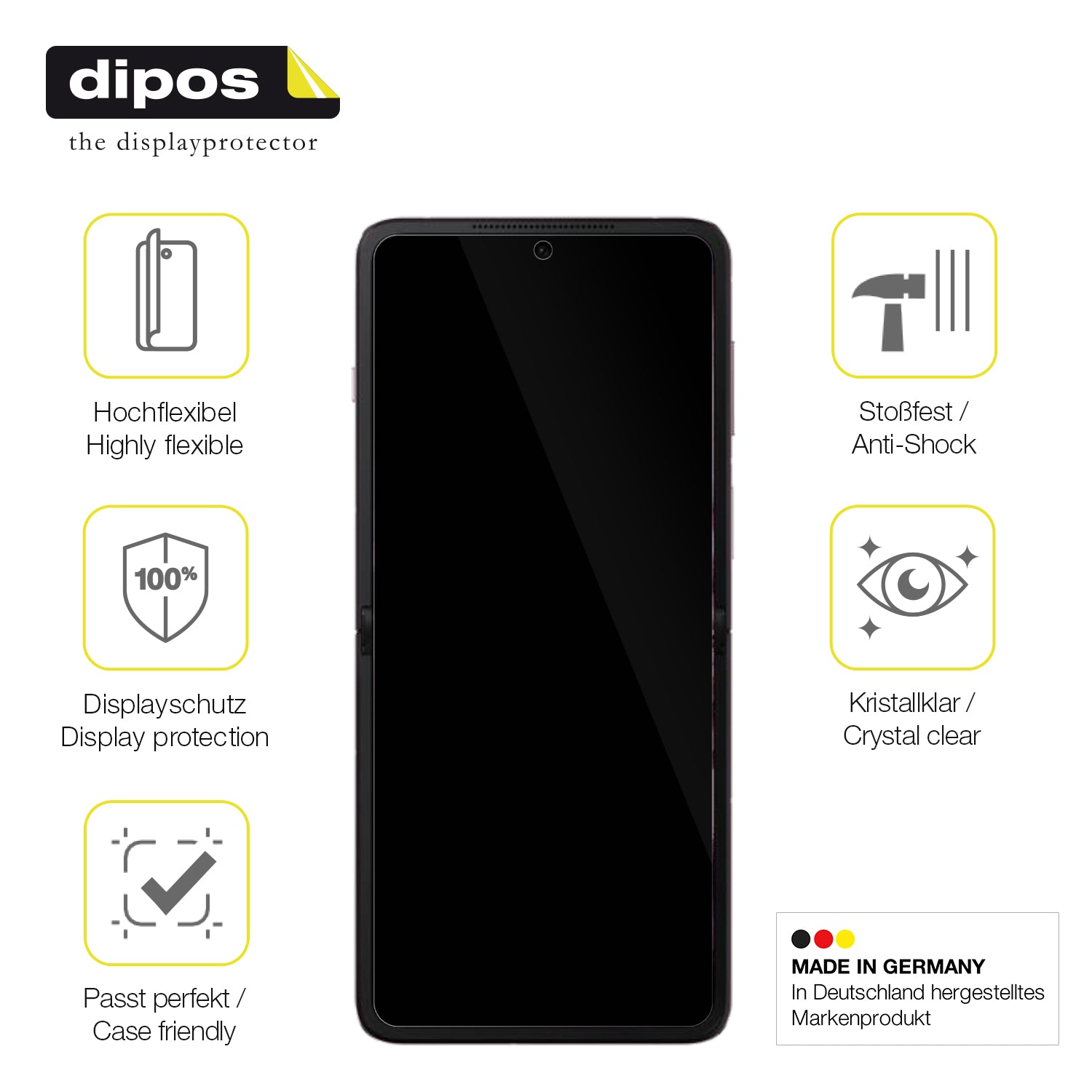 Displayschutz hergestellt in Deutschland, höchste Qualität made in Germany