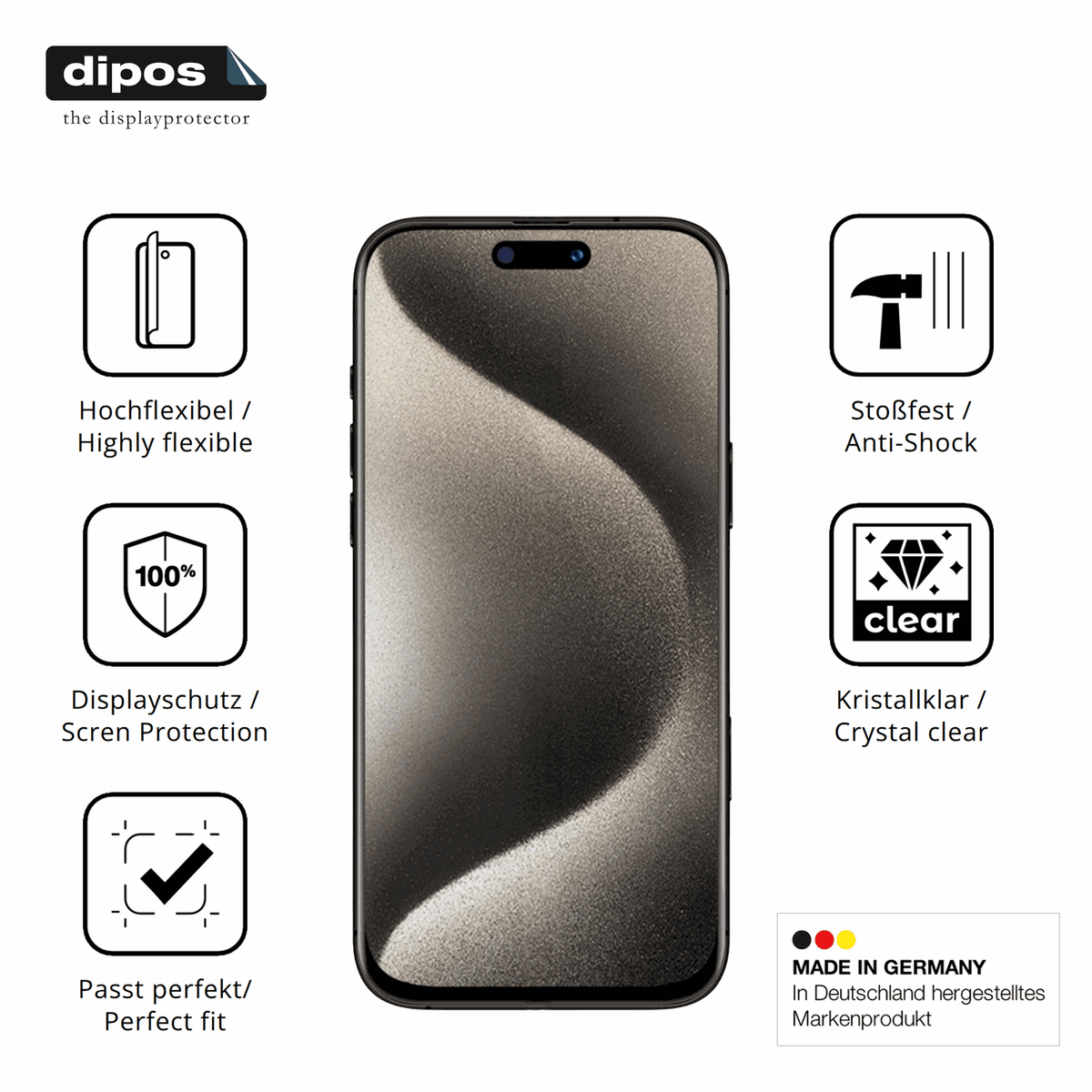 Displayschutz hergestellt in Deutschland, höchste Qualität made in Germany