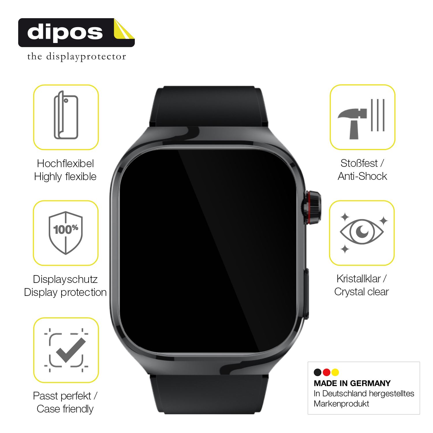 Displayschutz hergestellt in Deutschland, höchste Qualität made in Germany