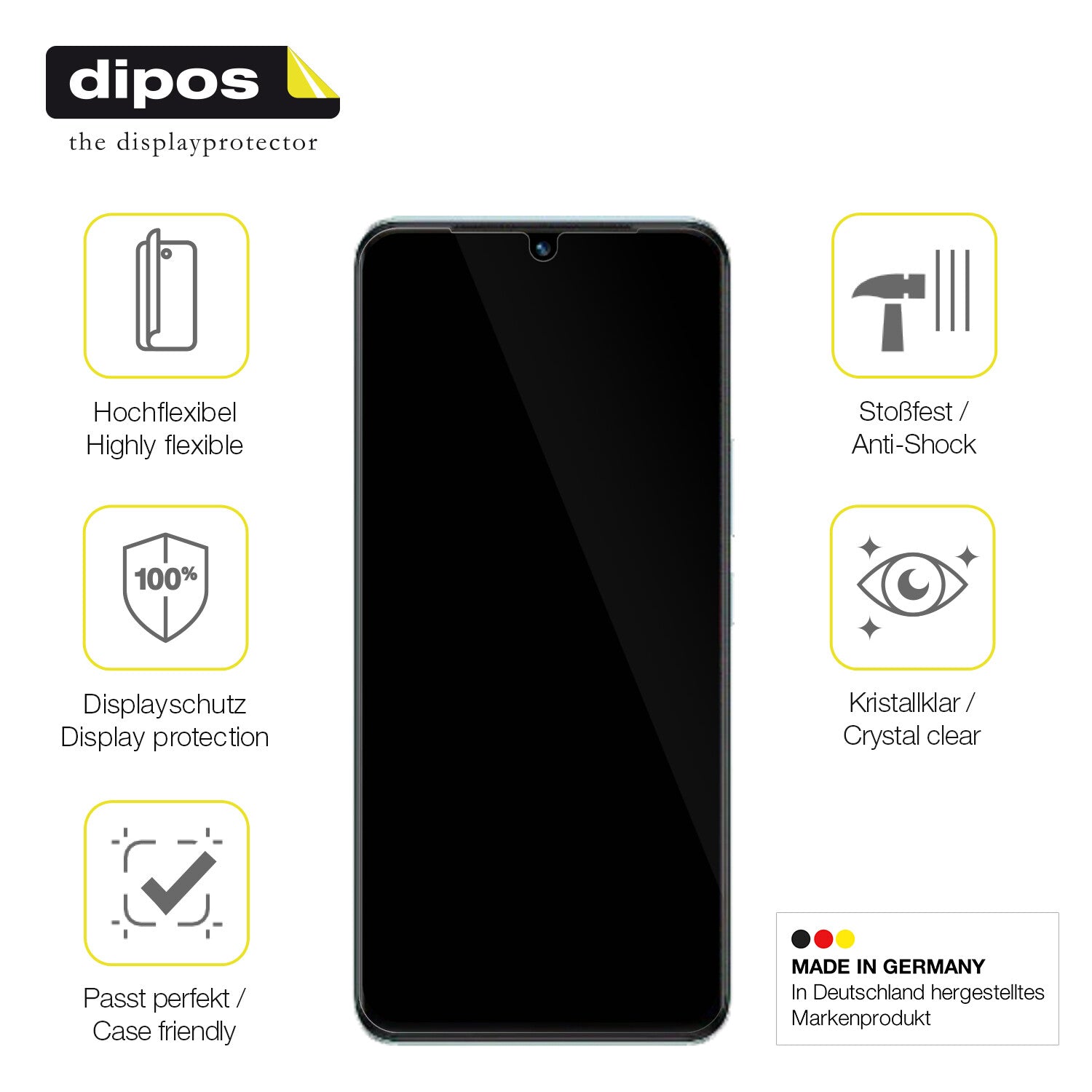 Displayschutz hergestellt in Deutschland, höchste Qualität made in Germany