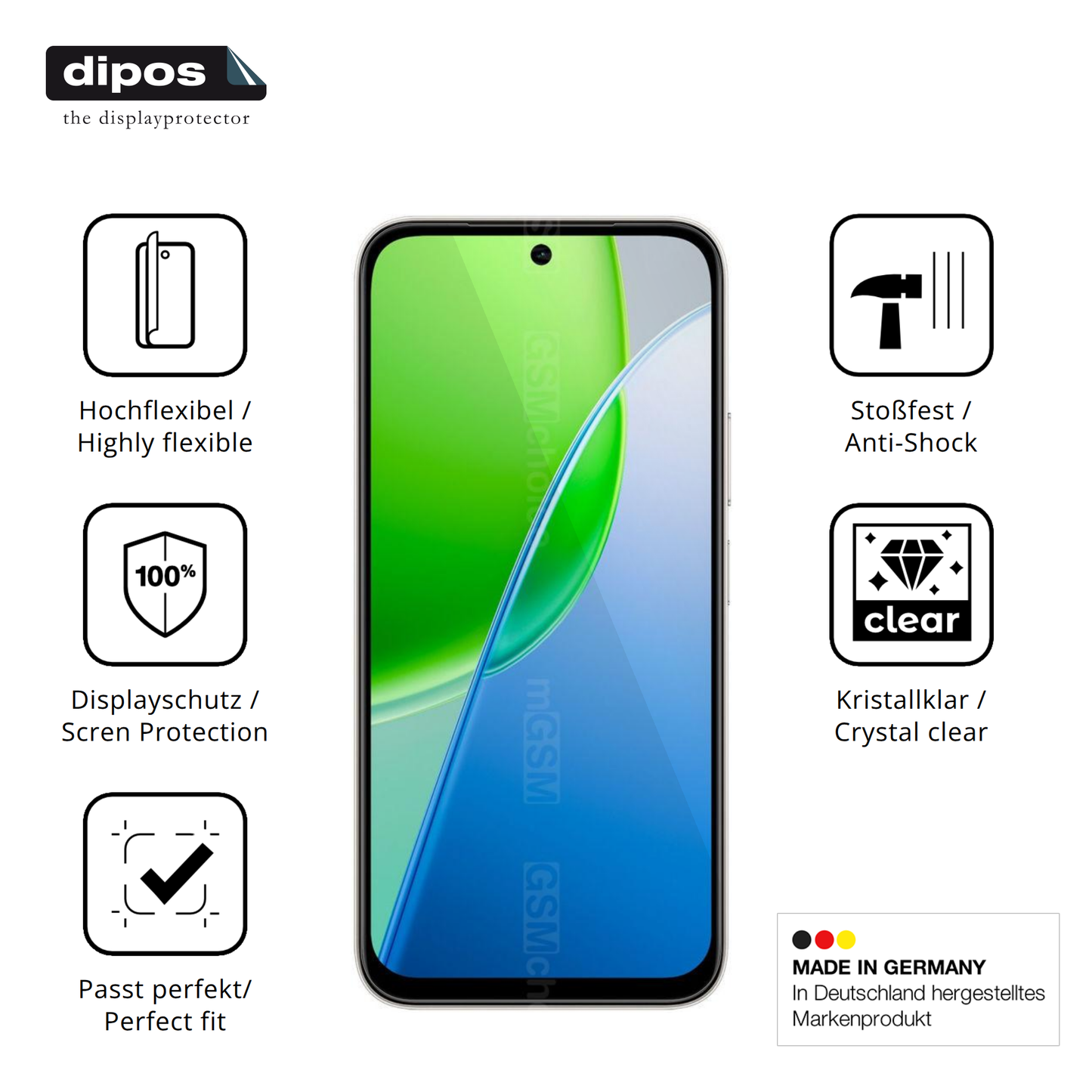 Displayschutz hergestellt in Deutschland, höchste Qualität made in Germany