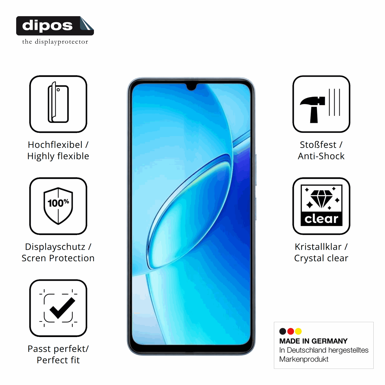 Displayschutz hergestellt in Deutschland, höchste Qualität made in Germany