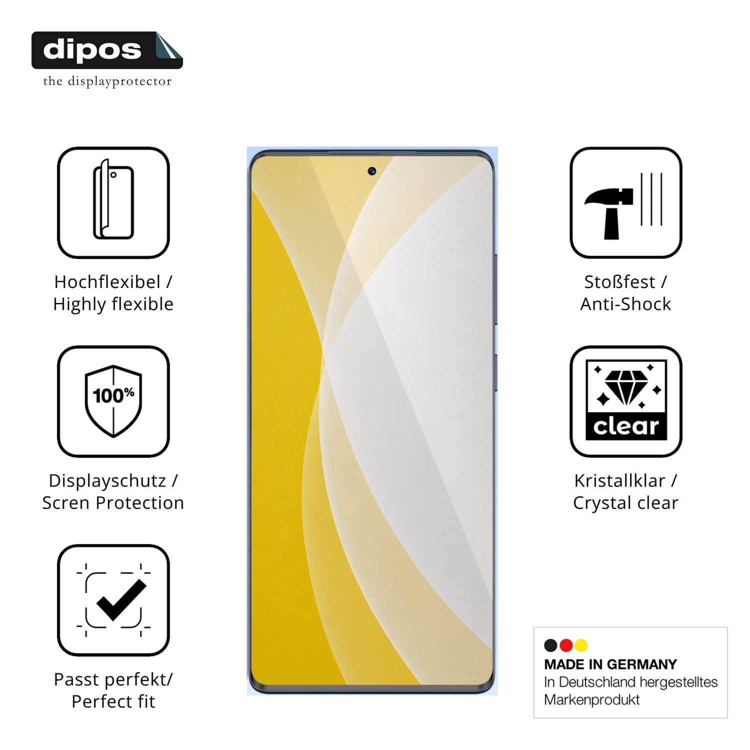 Displayschutz hergestellt in Deutschland, höchste Qualität made in Germany