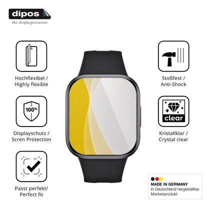 2x Screen Protector for Xiaomi Redmi Watch 6 Active Protective Film covers 100% dipos Flex