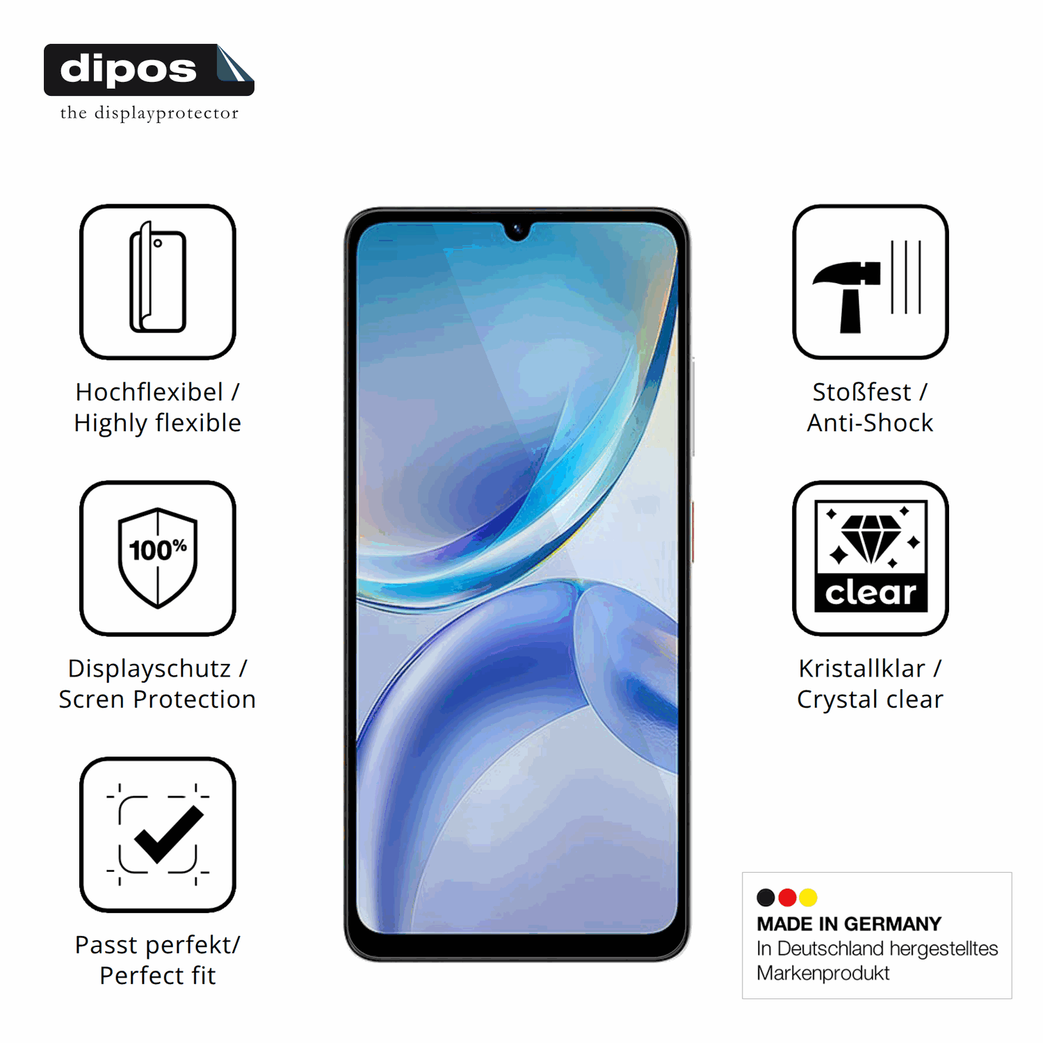 Displayschutz hergestellt in Deutschland, höchste Qualität made in Germany