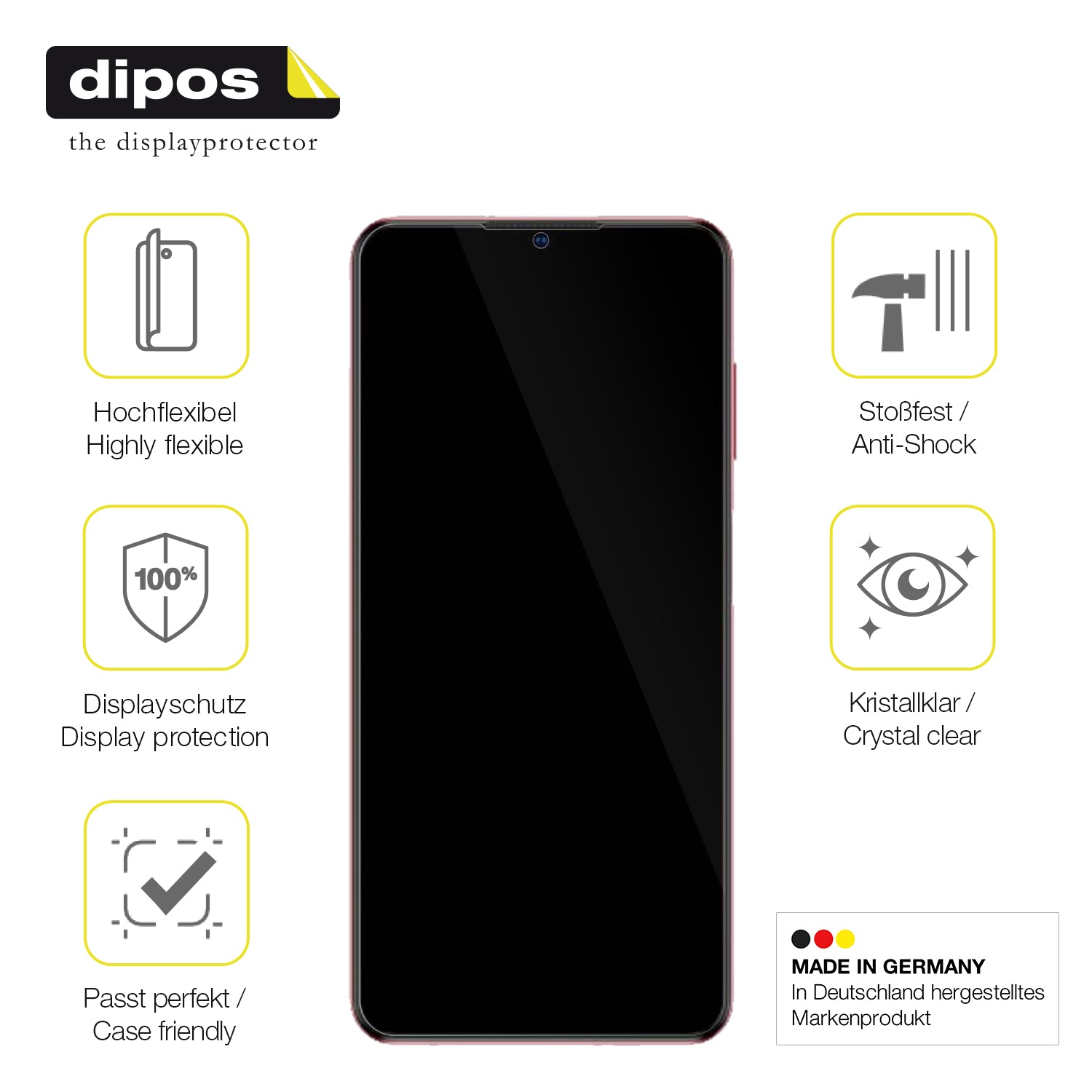 Displayschutz hergestellt in Deutschland, höchste Qualität made in Germany