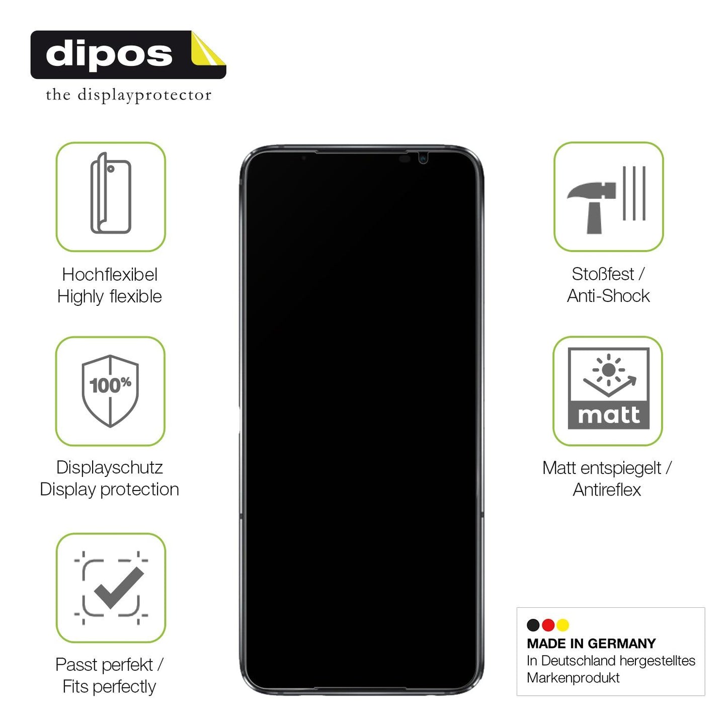 Displayschutz hergestellt in Deutschland, höchste Qualität made in Germany