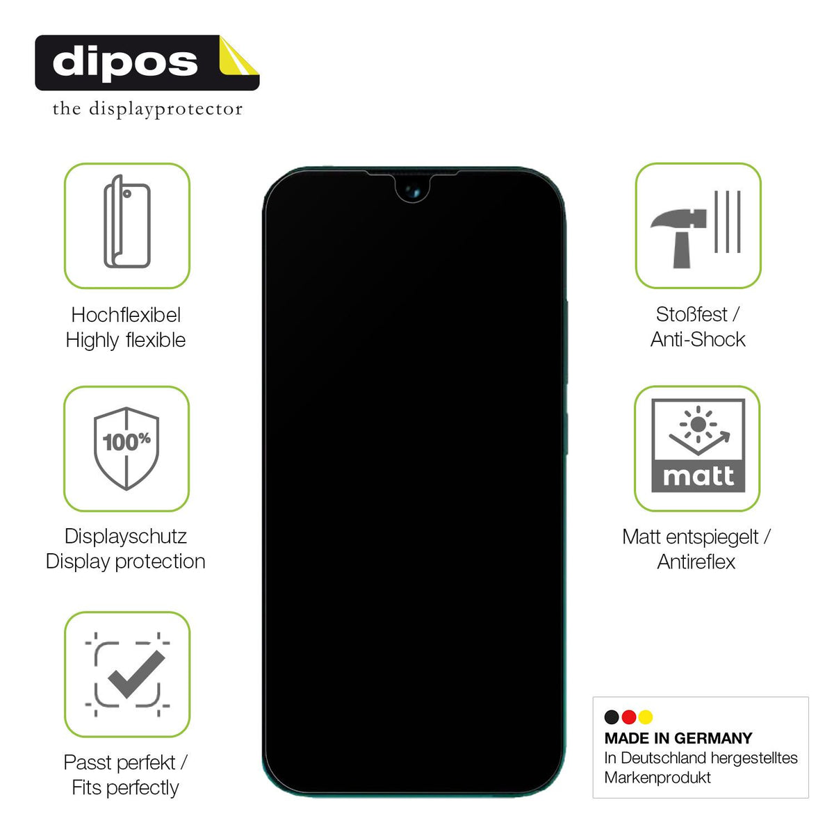 Displayschutz hergestellt in Deutschland, höchste Qualität made in Germany
