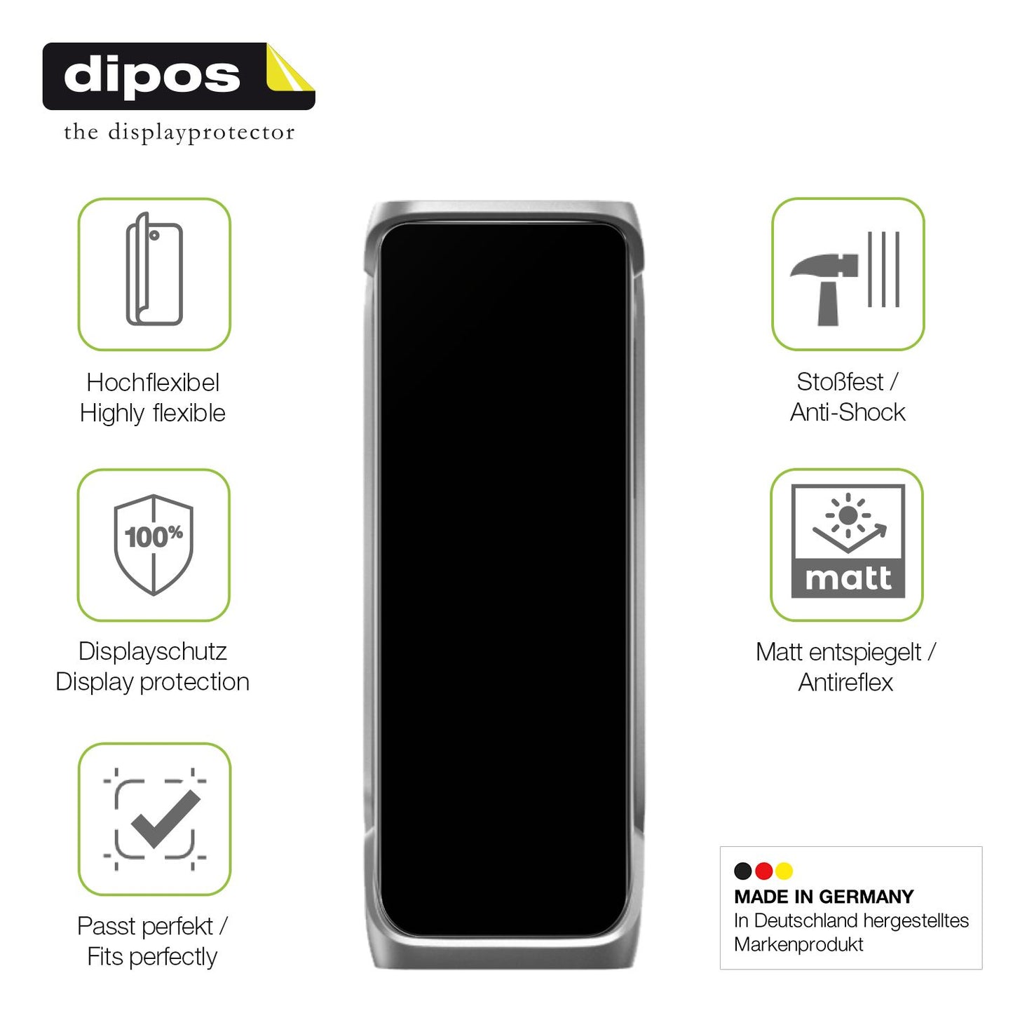 Displayschutz hergestellt in Deutschland, höchste Qualität made in Germany
