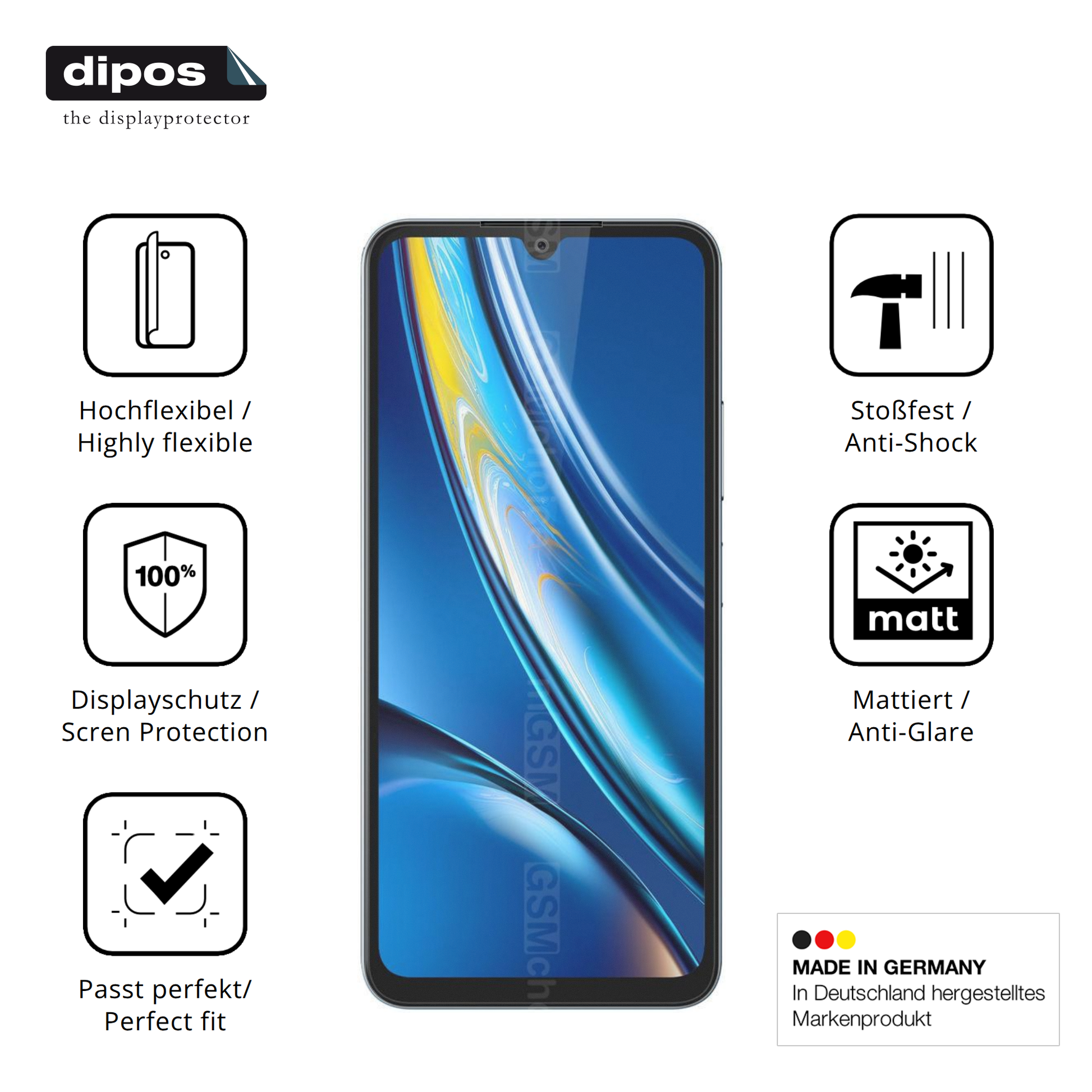 Displayschutz hergestellt in Deutschland, höchste Qualität made in Germany