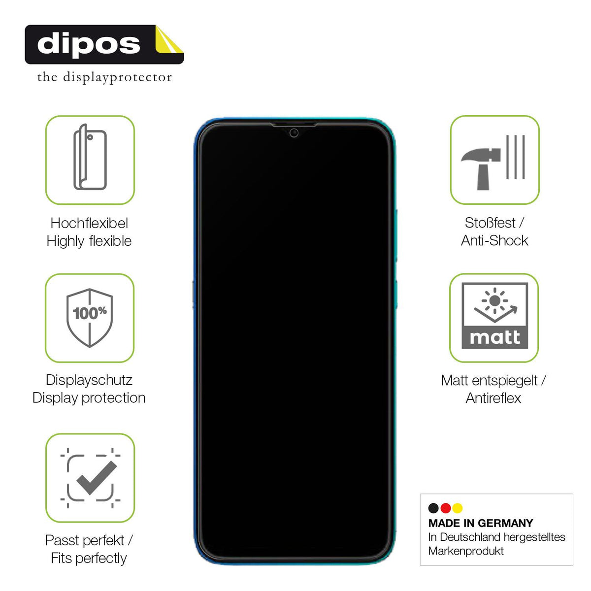 Displayschutz hergestellt in Deutschland, höchste Qualität made in Germany
