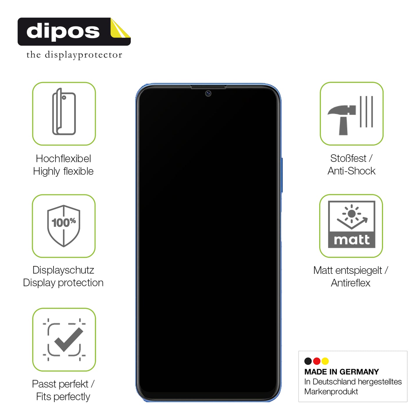 Displayschutz hergestellt in Deutschland, höchste Qualität made in Germany