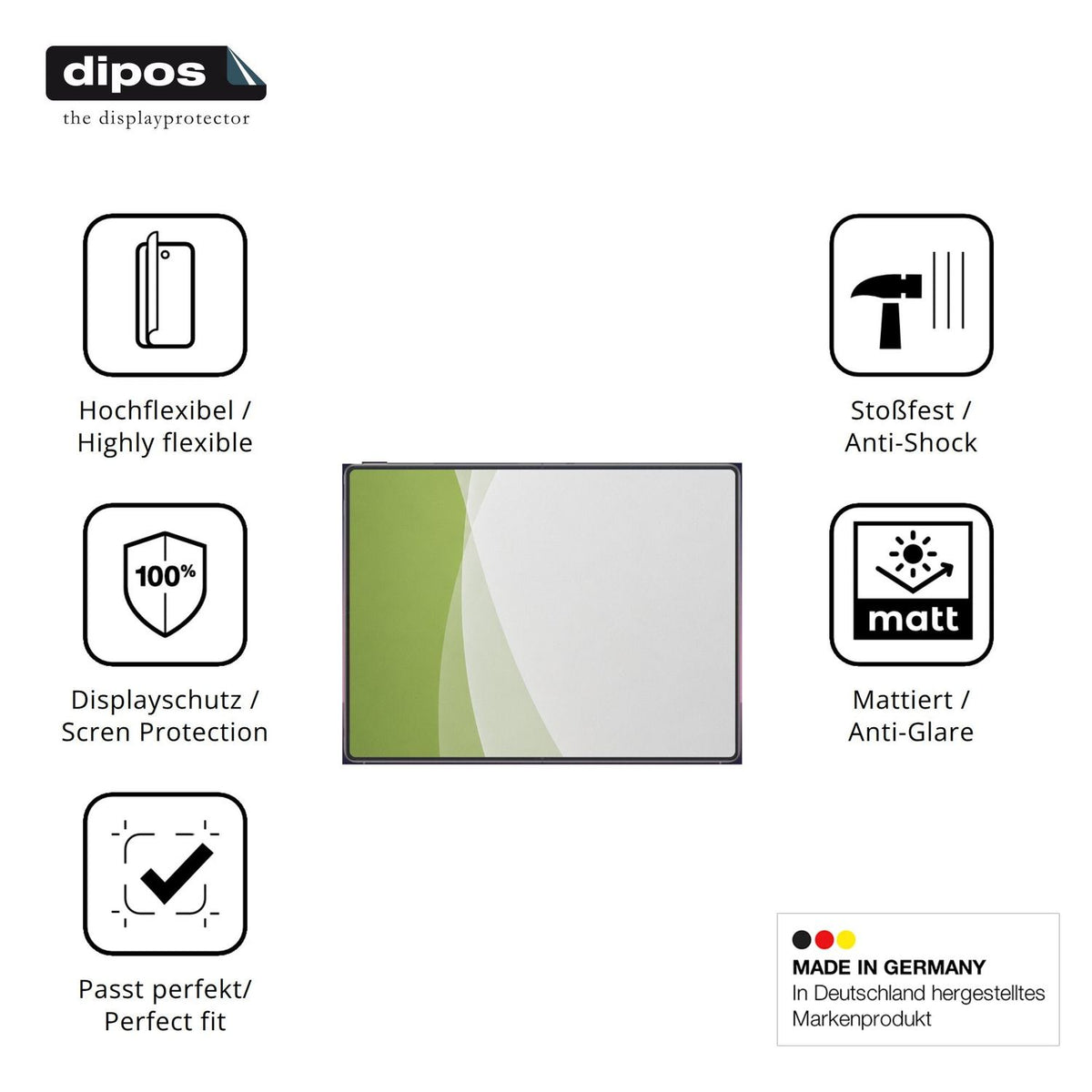 Displayschutz hergestellt in Deutschland, höchste Qualität made in Germany