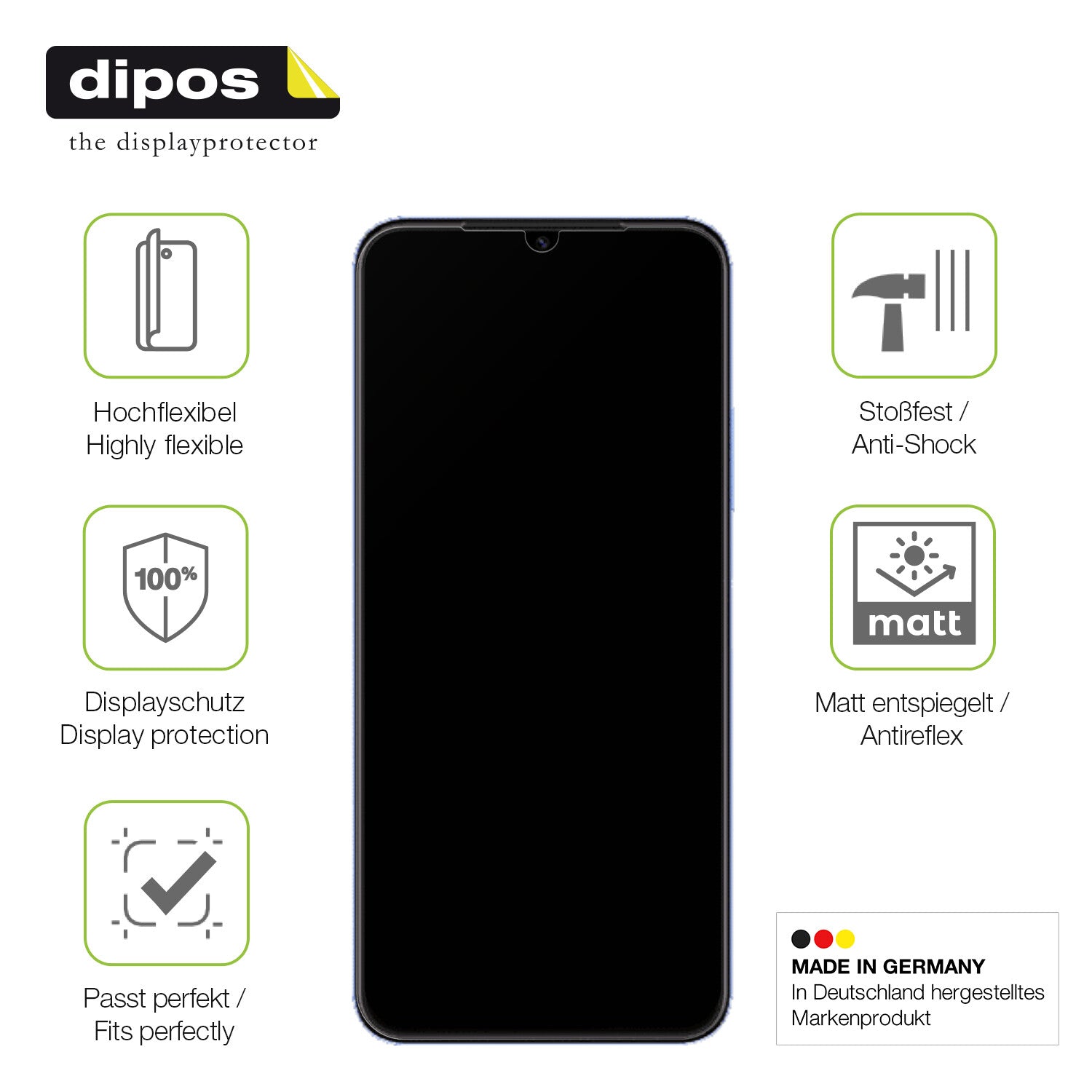 Displayschutz hergestellt in Deutschland, höchste Qualität made in Germany