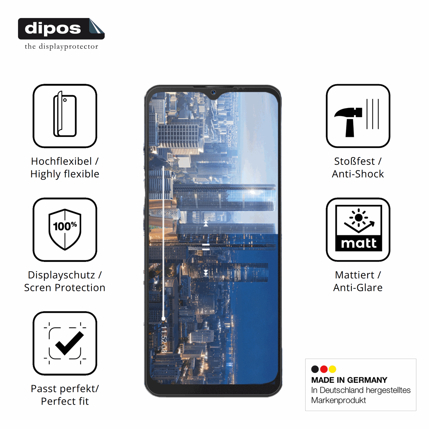 Displayschutz hergestellt in Deutschland, höchste Qualität made in Germany