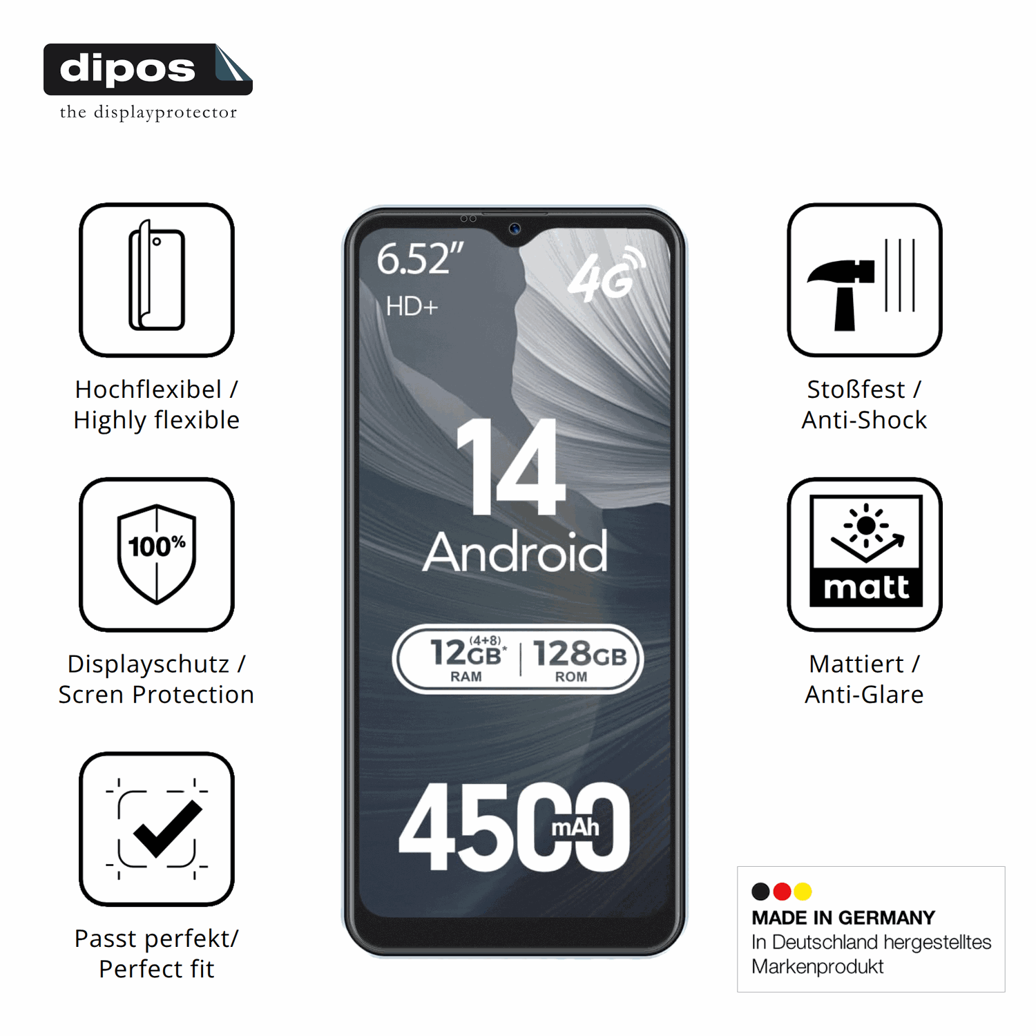 Displayschutz hergestellt in Deutschland, höchste Qualität made in Germany