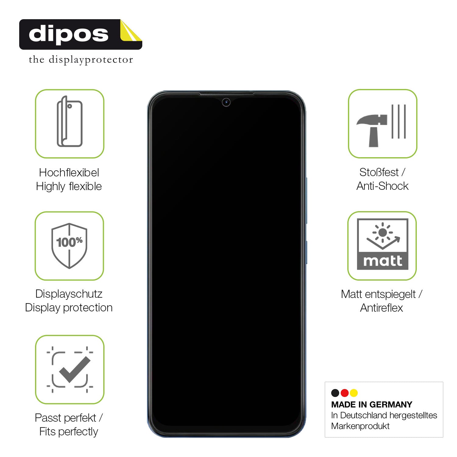 Displayschutz hergestellt in Deutschland, höchste Qualität made in Germany