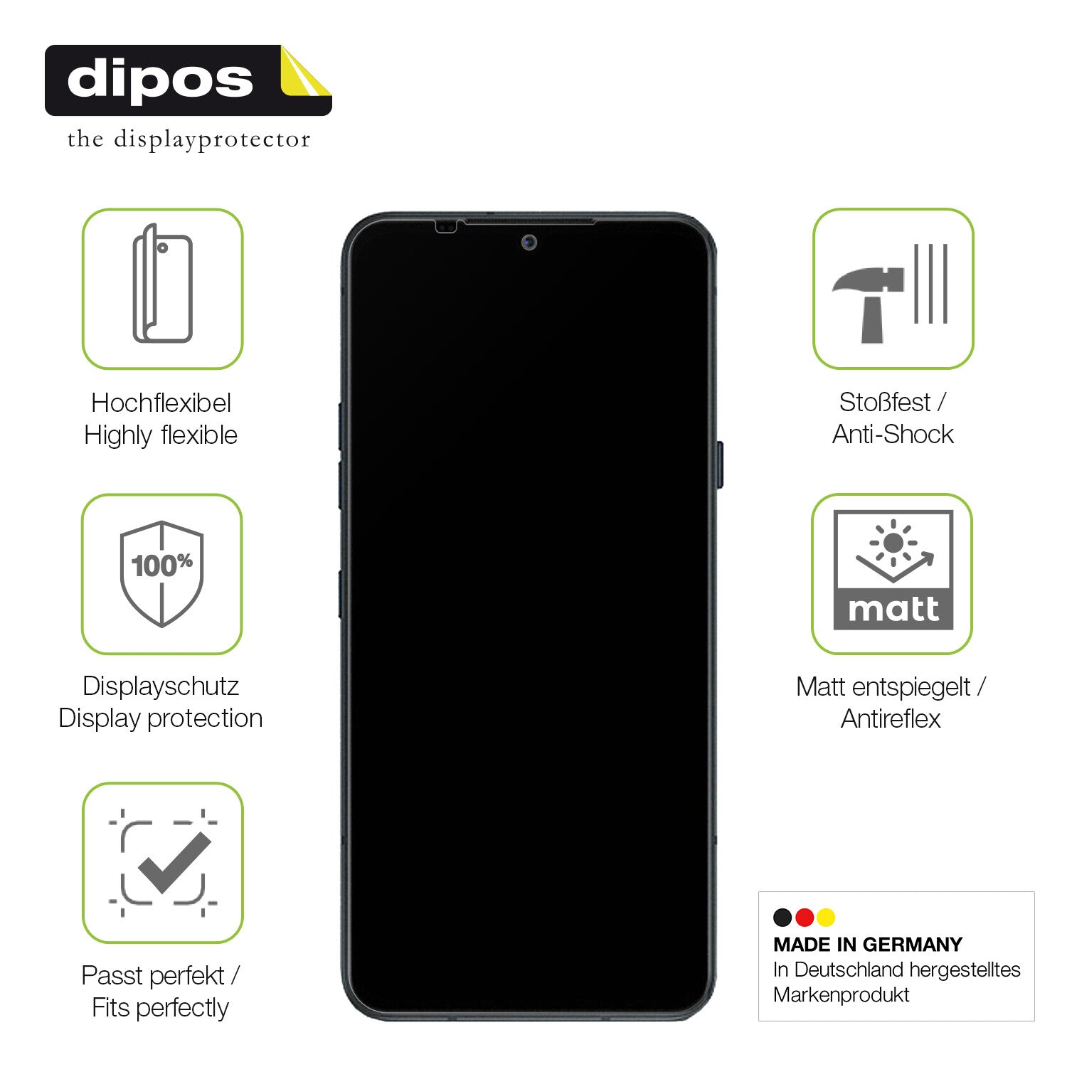 Displayschutz hergestellt in Deutschland, höchste Qualität made in Germany