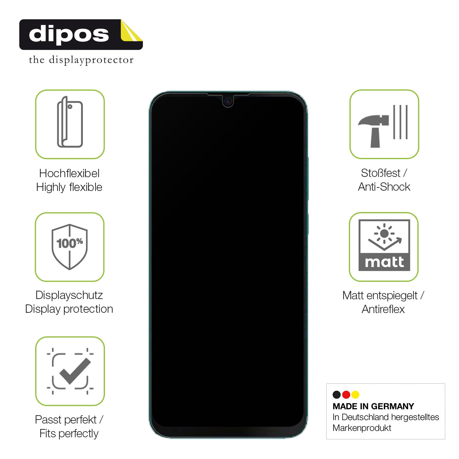 Displayschutz hergestellt in Deutschland, höchste Qualität made in Germany